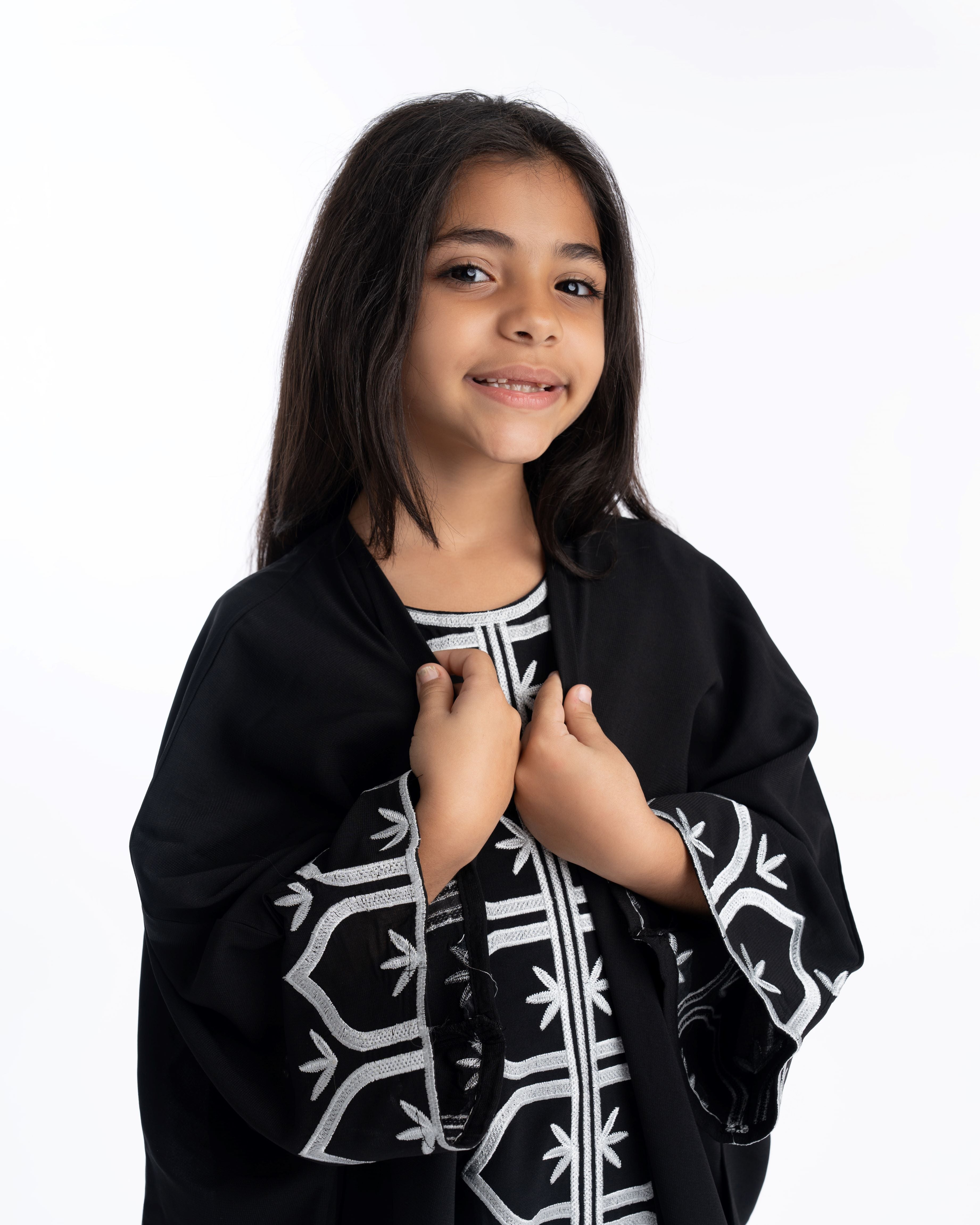 Malika Black Abaya for Kids - Islamic Prayer Dress for Girls - Perfect for Eid, Mosque, and Special Occasions