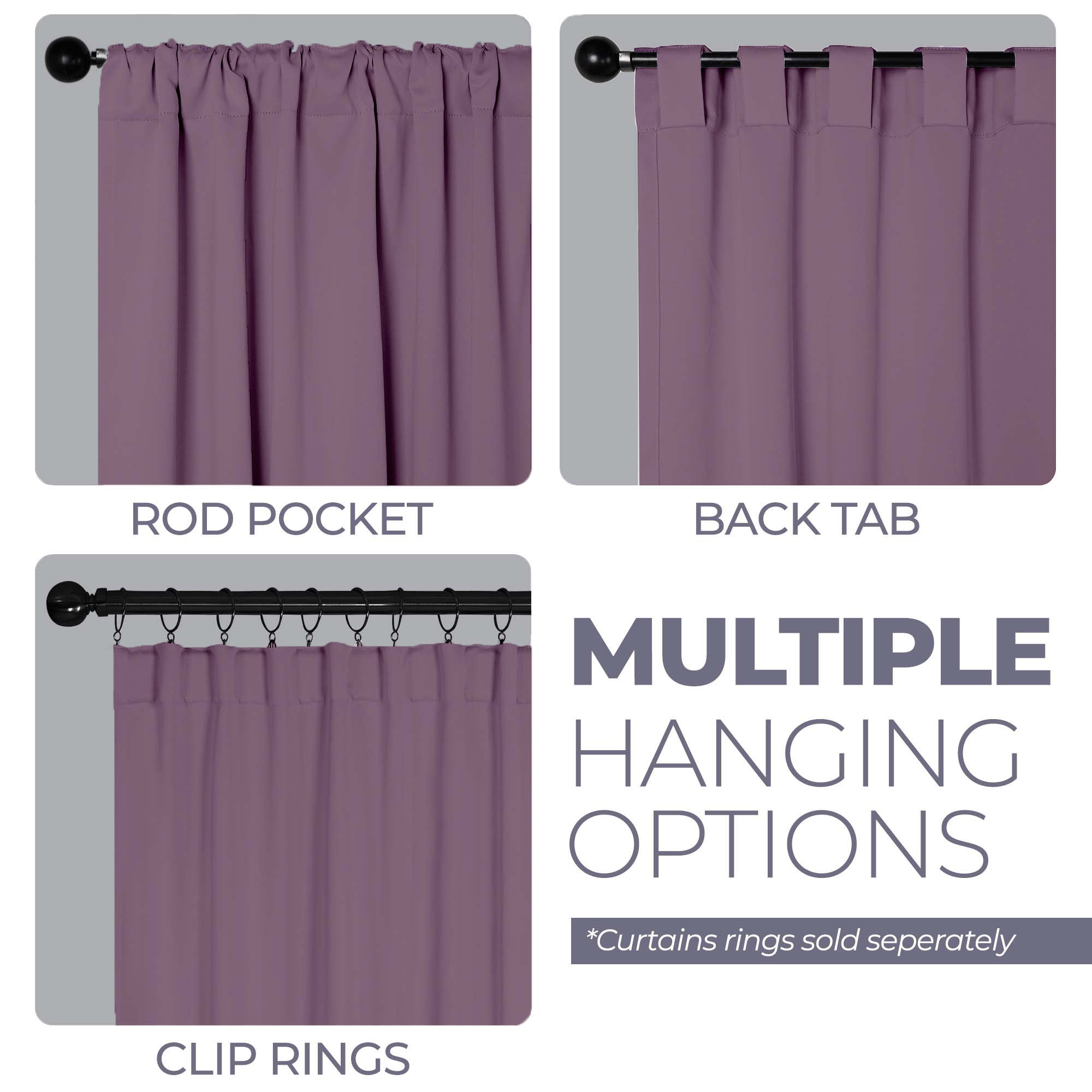 Blackout Curtains for Bedroom - Solid Room Darkening Back Tabs Window Drapes, Set of 2 Panels - Perfect for Nursery, Home Theater & Light Sleepers