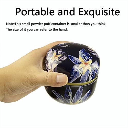 FOTN Premium Body Powder Puff & Container Set - Dusting Powder Applicator for Women & Baby Care - Deep Blue Loose Powder Dispenser for Smooth Skin Application - Ideal for Daily Hygiene & Post-Bath Use