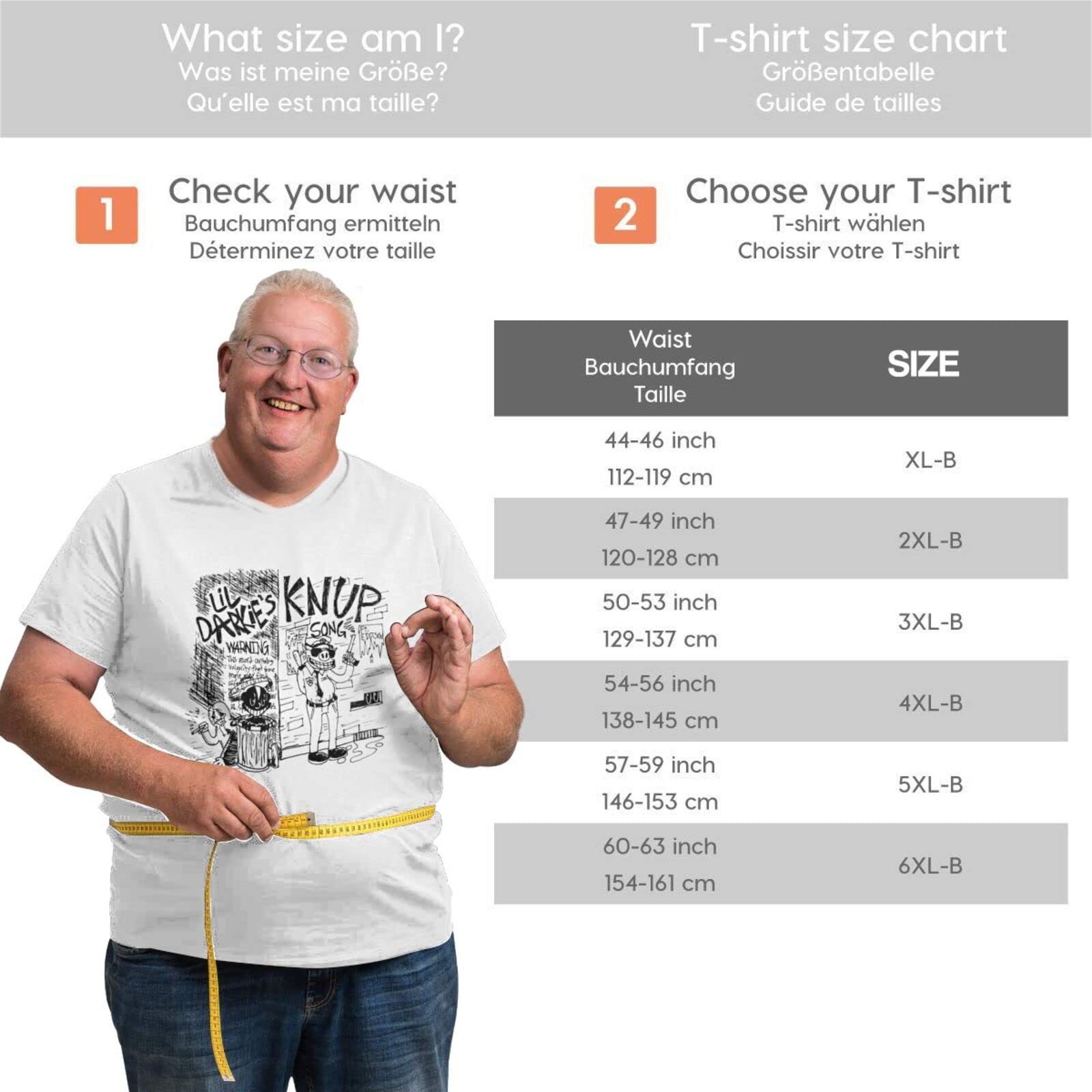 Lil Darkie Oversized T-Shirt for Men - Big and Tall Cotton Tee, Short Sleeve White Graphic T-Shirt - Perfect for Streetwear, Concerts, and Casual Outfits
