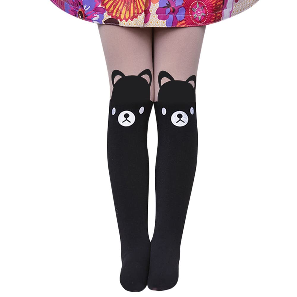 Cartoon Siamese Tights for Baby Girls & Toddlers - Black (L) for Playtime & Dress Up