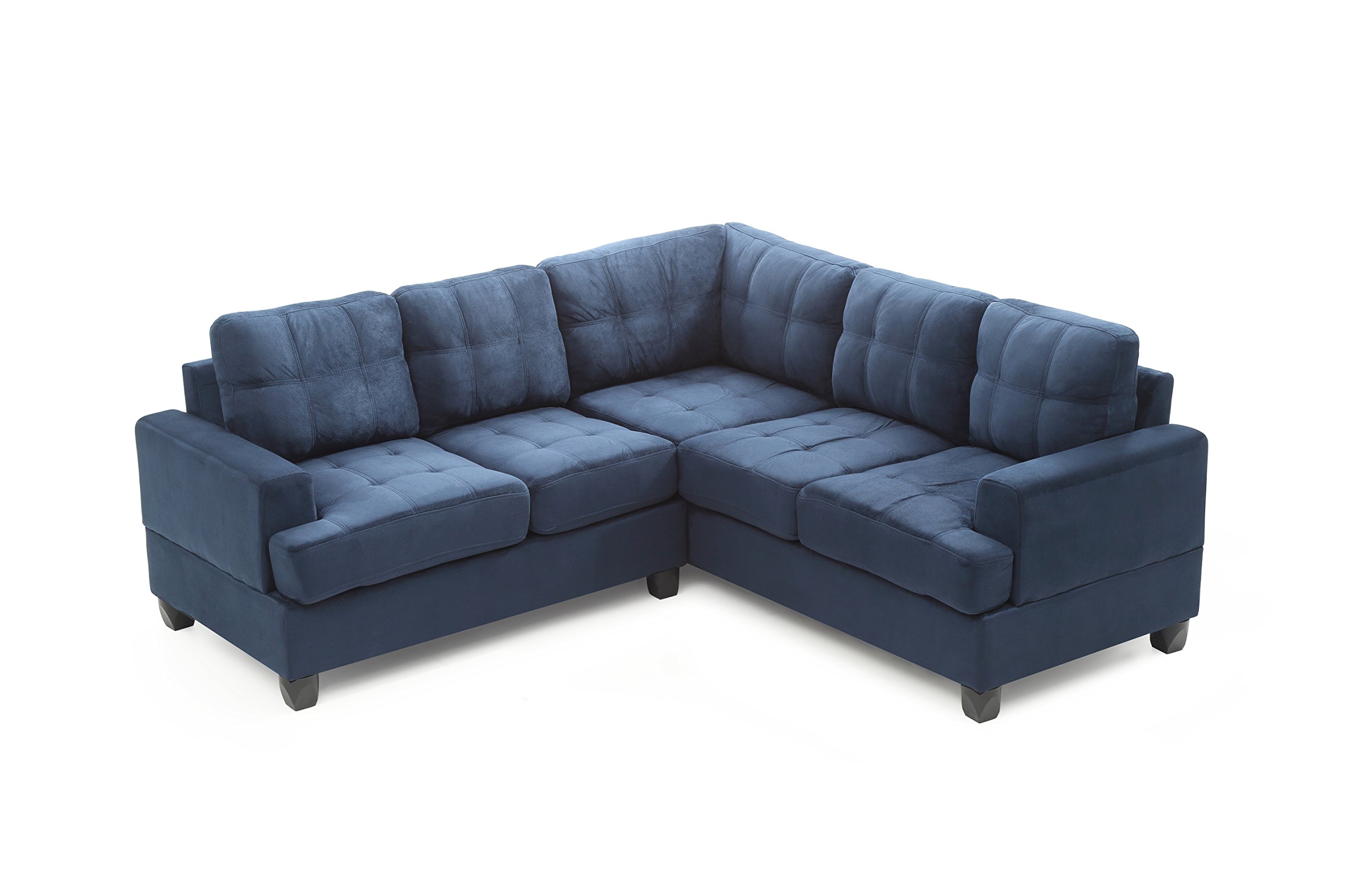 Glory Furniture G510B-SC Modern Navy Blue Sectional Sofa Set - 2-Piece L-Shaped Couch with Soft Fabric for Living Room, Family Room & Home Theater Comfort