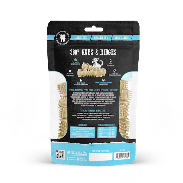 Absolute Holistic Petite Dental Dog Chews - Natural Milk Flavor for Small Dogs | Promotes Oral Health & Fresh Breath | Perfect for Training, Teething & Anxiety Relief