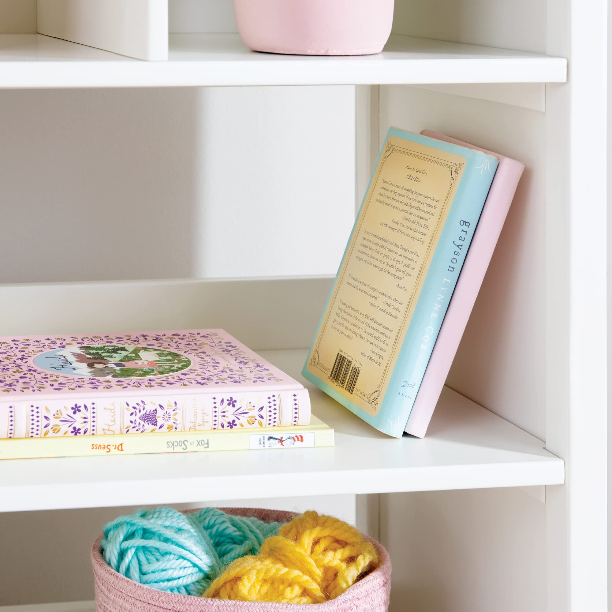 Martha Stewart Kids Jr. Dollhouse Bookcase - Creamy White Wooden Organizer with 2 Storage Shelves for Books, Toys & School Supplies | Perfect for Kids Bedroom, Playroom & Nursery Decor (Ages 3-8)