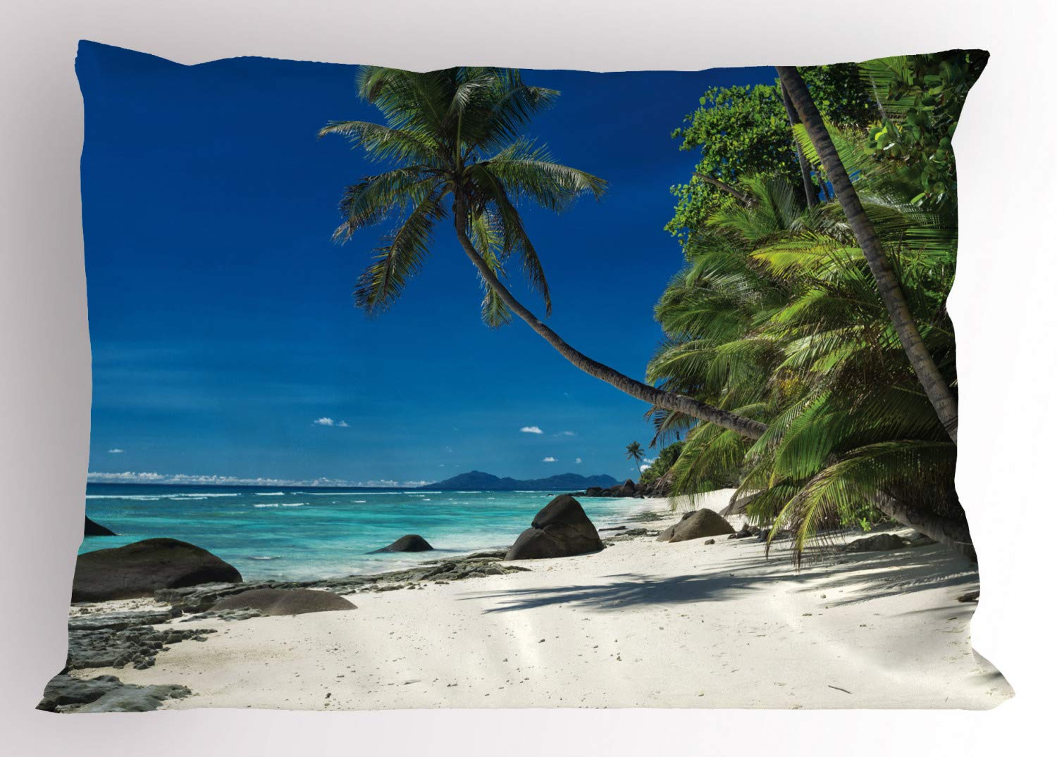 Ambesonne Island Pillow Sham - Exotic Seychelles Beach Photo Print, Decorative Standard Size 26