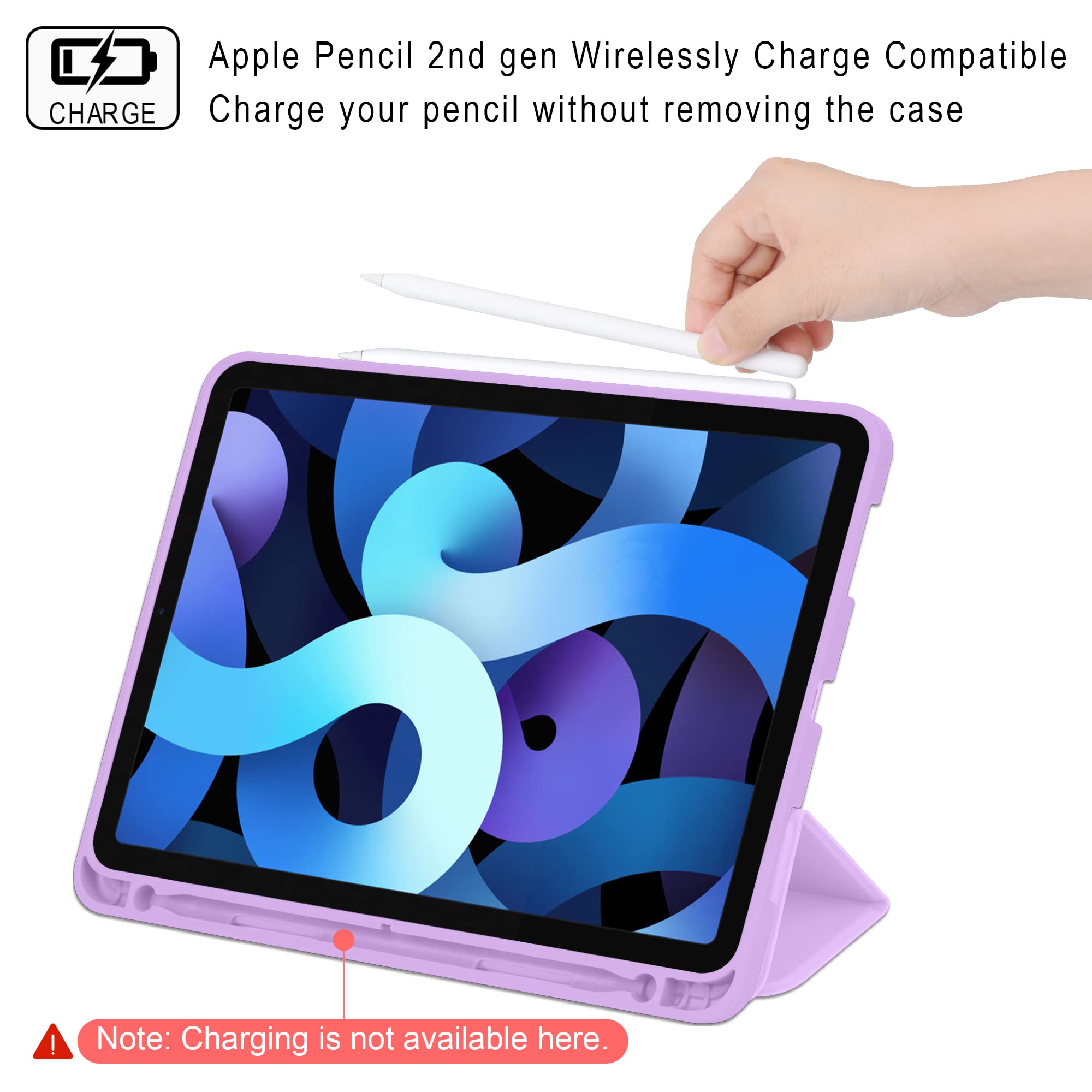 Premium Trifold Smart Case for iPad Air 6th/5th/4th Gen (11-inch 2024 & 10.9-inch) with Kickstand, Auto Wake/Sleep & Apple Pencil Holder - Light Purple | Perfect for Work, School & Travel Protection