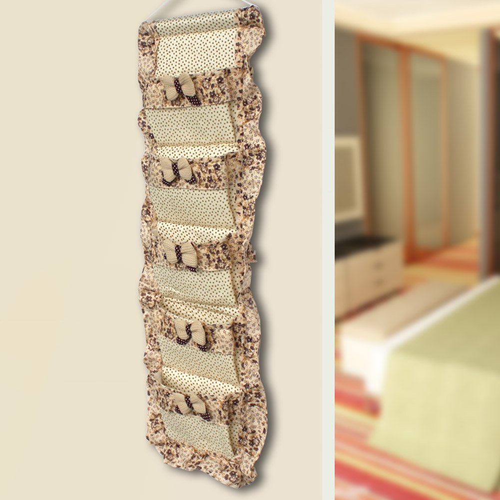 Polka Dot & Allover Print Wall Hanging Organizer Basket - 9x29 Inch Boho Home Decor for Bedroom, Bathroom & Entryway Storage