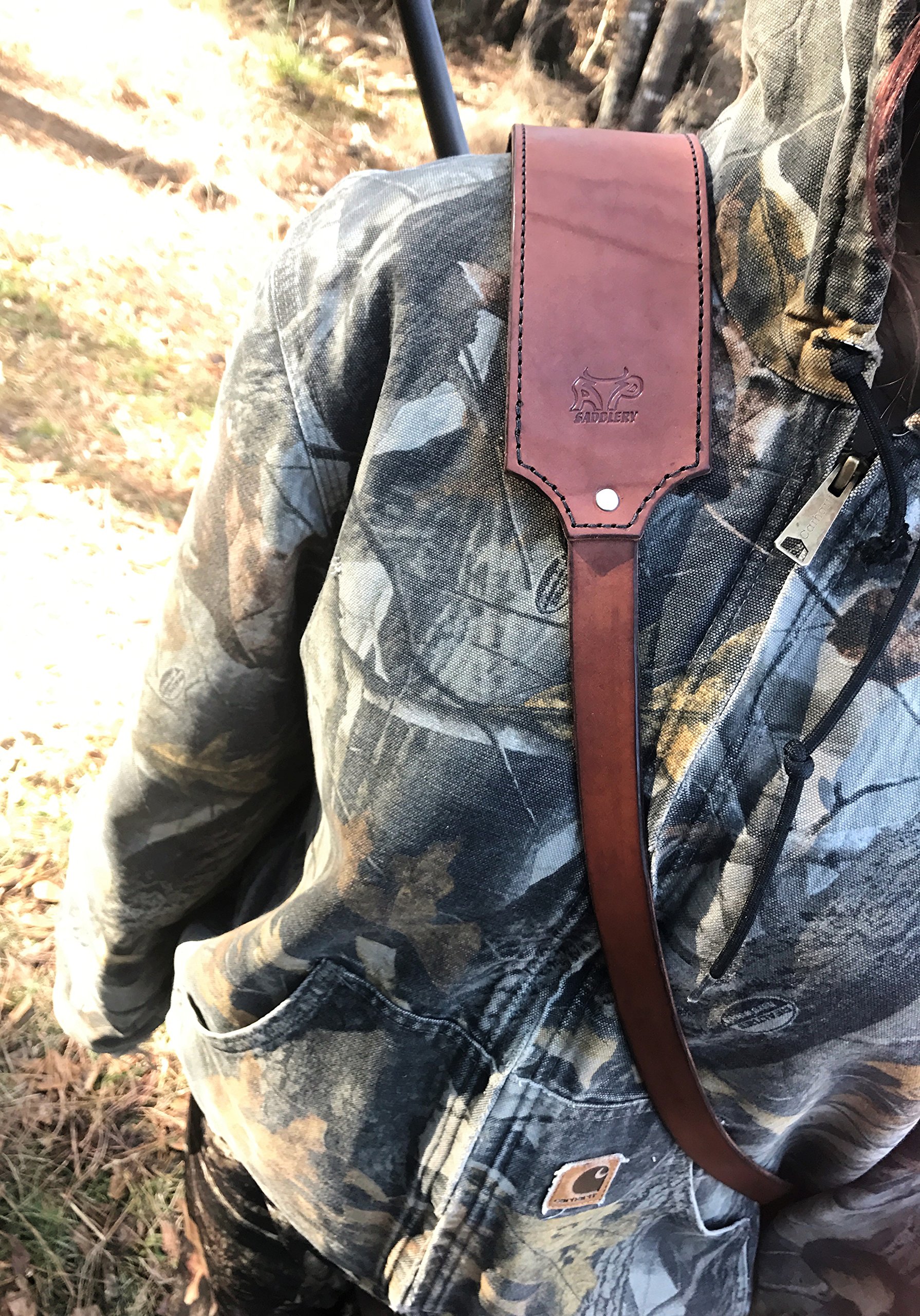 Premium Adjustable Leather Gun Sling - Handcrafted in USA - Comfortable Shoulder Support for Hunting, Shooting & Outdoor Adventures