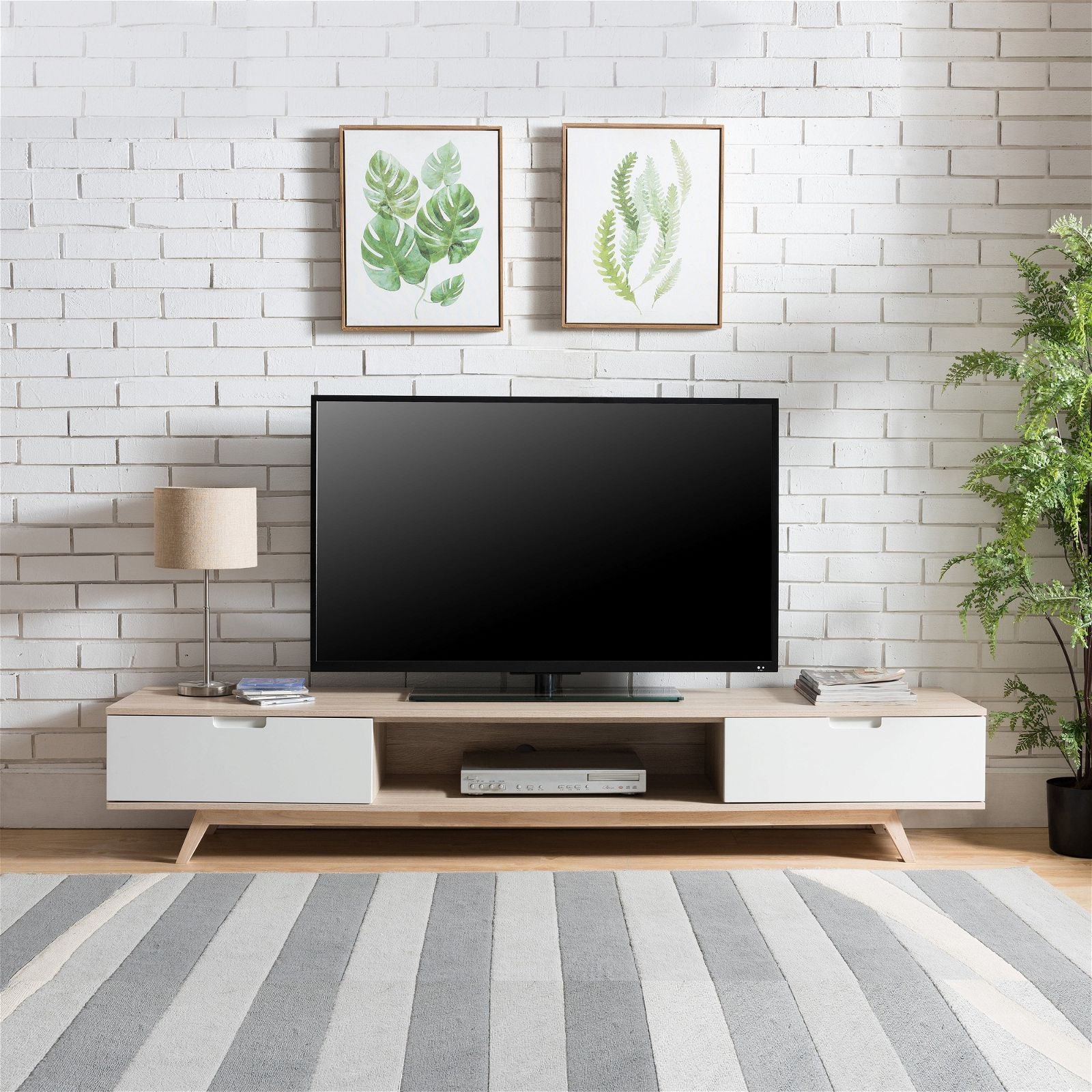 NOVA LL Entertainment Unit - Solid Oak TV Stand with Storage Shelves by Tauris | Perfect for Living Room Home Theater Setup