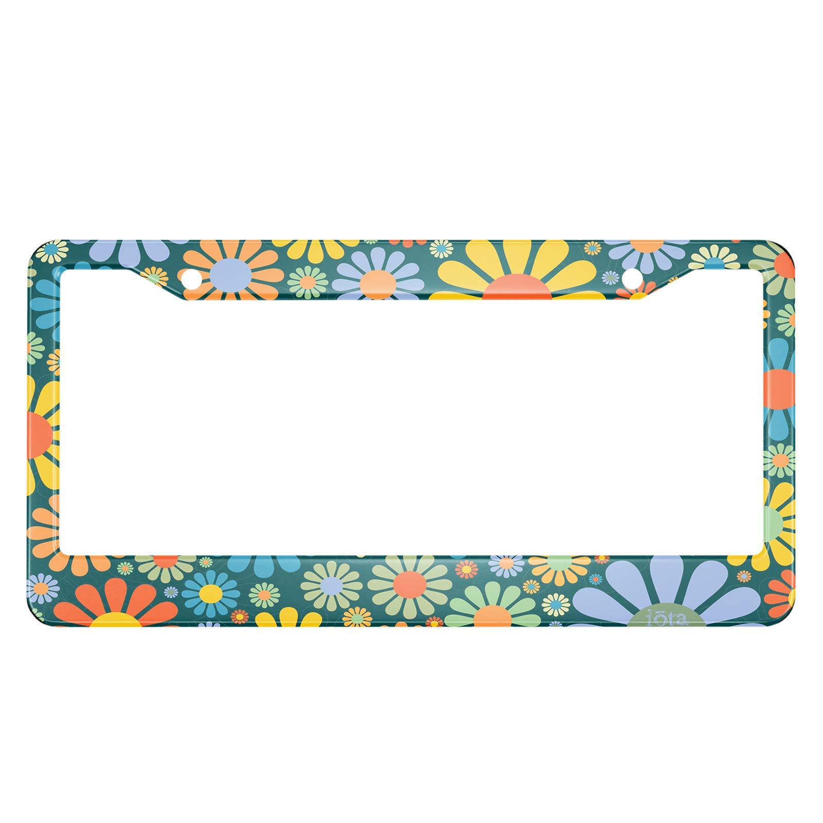 Colorful Flowers Cartoon Metal License Plate Frame - Autumn Colors Front & Rear Car Tag Cover for US Vehicles - Perfect for Women & Men - Ideal for Personalizing Cars, Trucks & SUVs