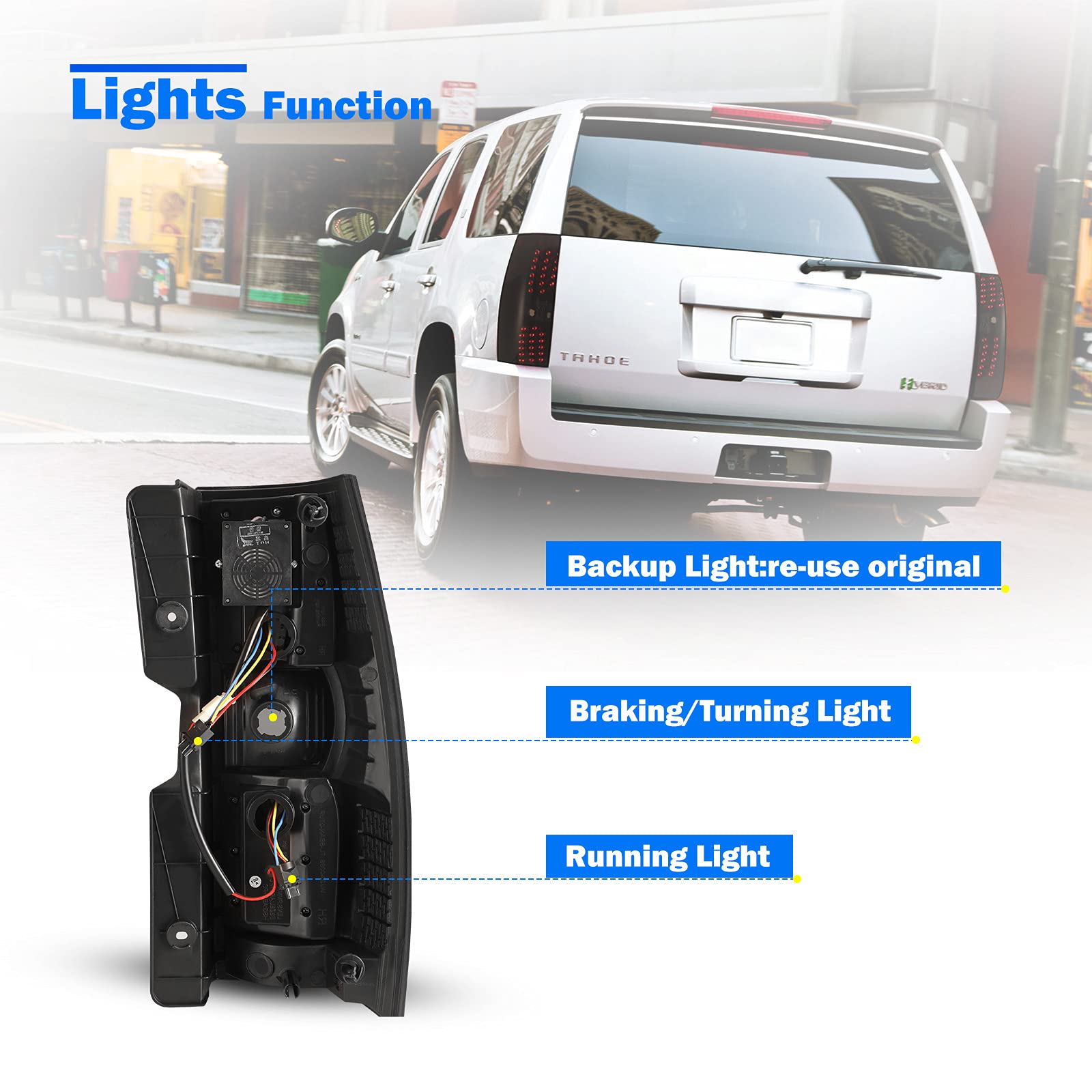 WOLFSTORM LED Tail Light Assembly for 2007-2013 Chevy Suburban & Tahoe - Smoke Lens Replacement - Enhanced Visibility & Style for Night Driving & Off-Road Adventures