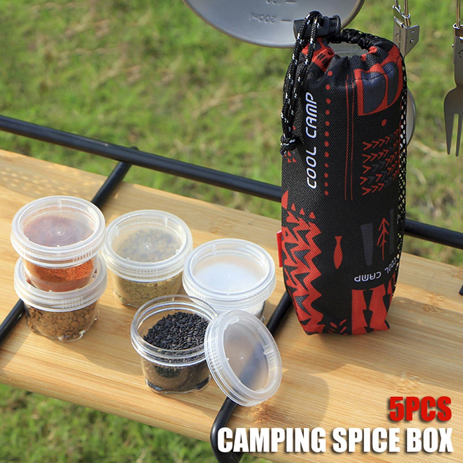 Stackable Airtight Storage Jars Set of 5 - Portable Kitchen & Pantry Organizer for Food, Spices, Camping Supplies - Perfect for Home, Office, Outdoor Camping and Picnic Organization