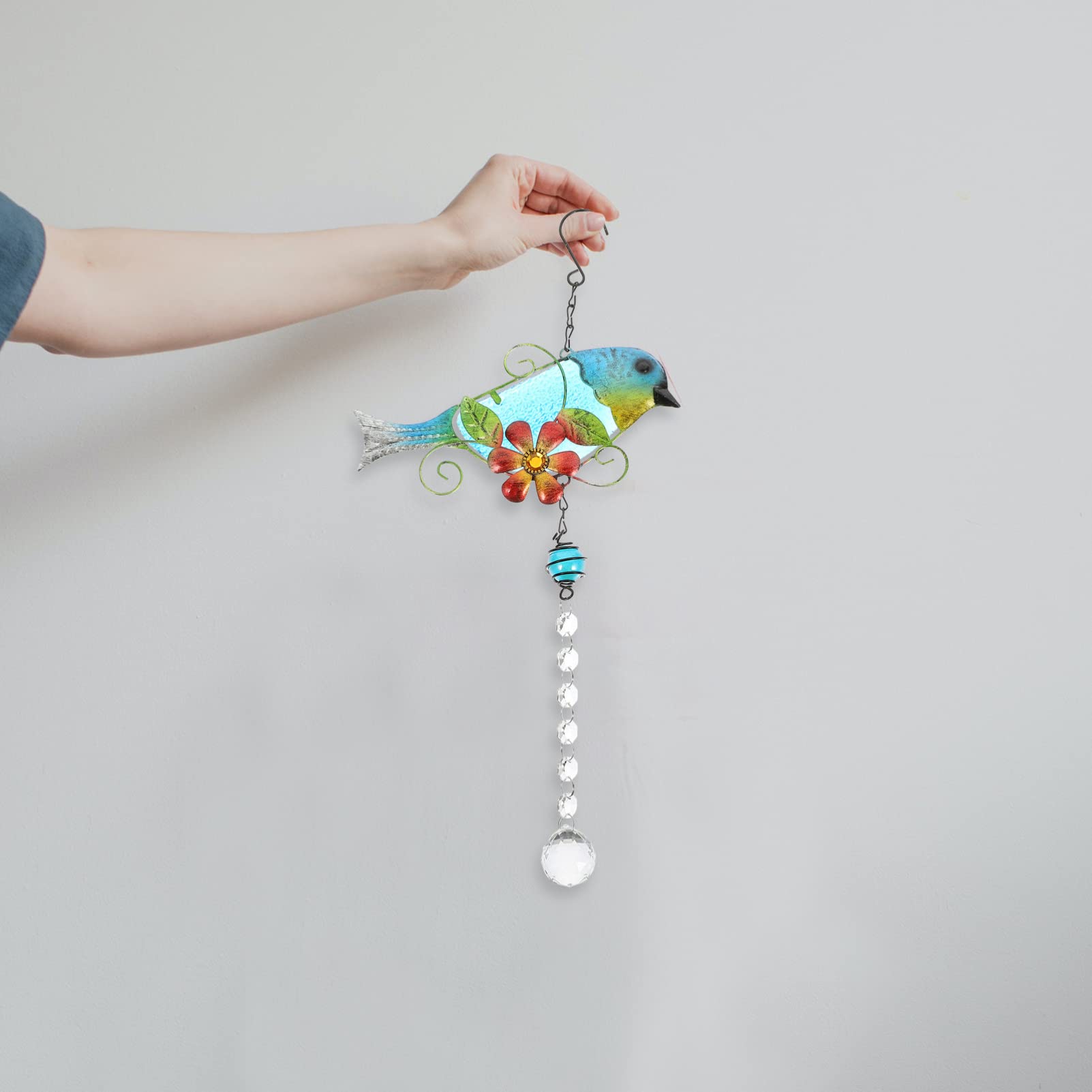 Crystal Hanging Bird Prism Chandelier - Stained Glass Window Pendants with Flying Bird Figurines for Home Decor | Perfect for Living Room, Bedroom & Garden Sun Catchers