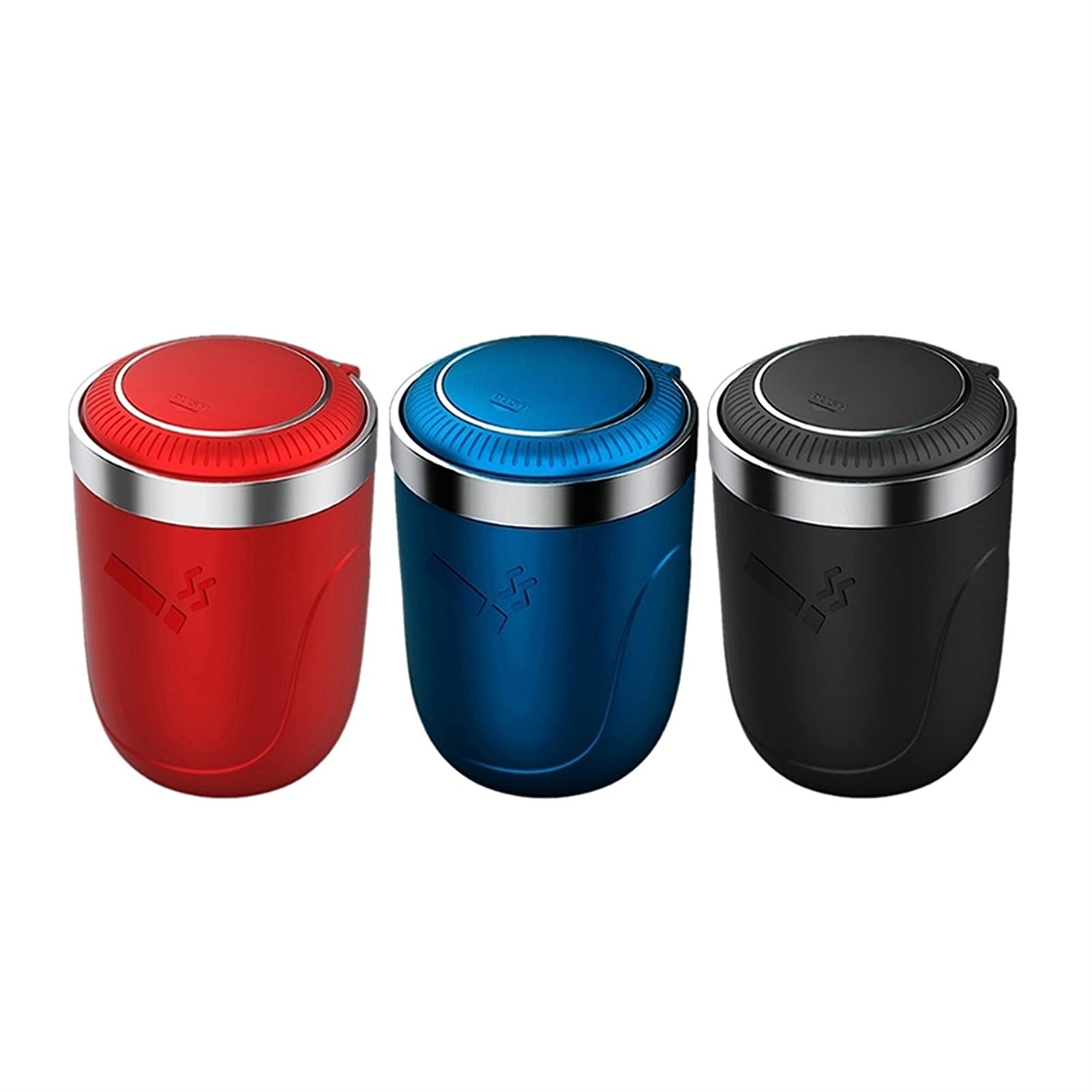 Smokeless Fireproof Car Ashtray with Blue LED Light - Detachable Mini Cigar Ashtray for Cup Holder | Plastic Ashtray for Car, Home & Office Use (Black) | Perfect for Smokers Traveling, Working or Relaxing