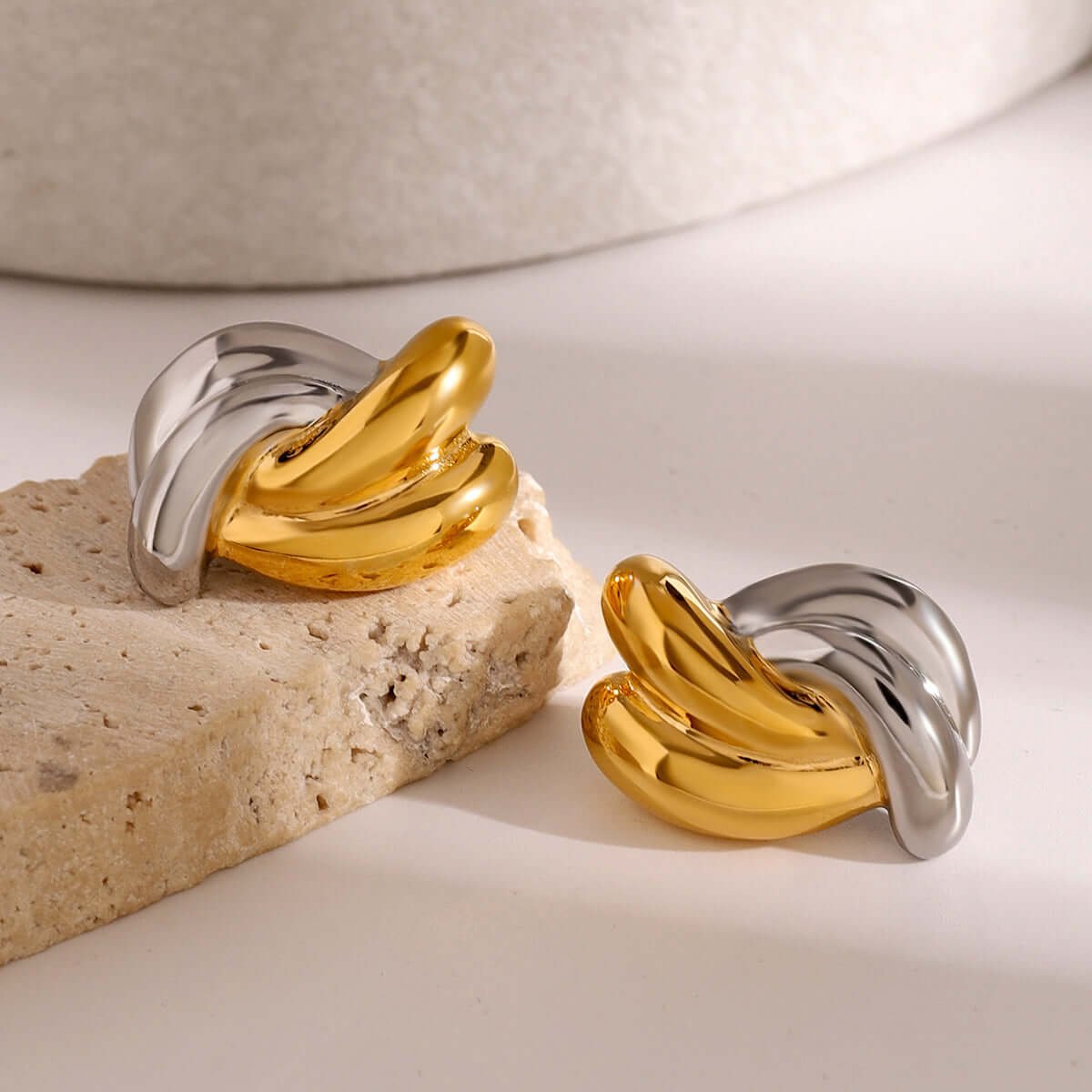 Duo Tone Flower Conch Shell Stud Earrings for Women | JDE6016 | Elegant Boho Jewelry for Beach Weddings, Summer Parties & Casual Wear