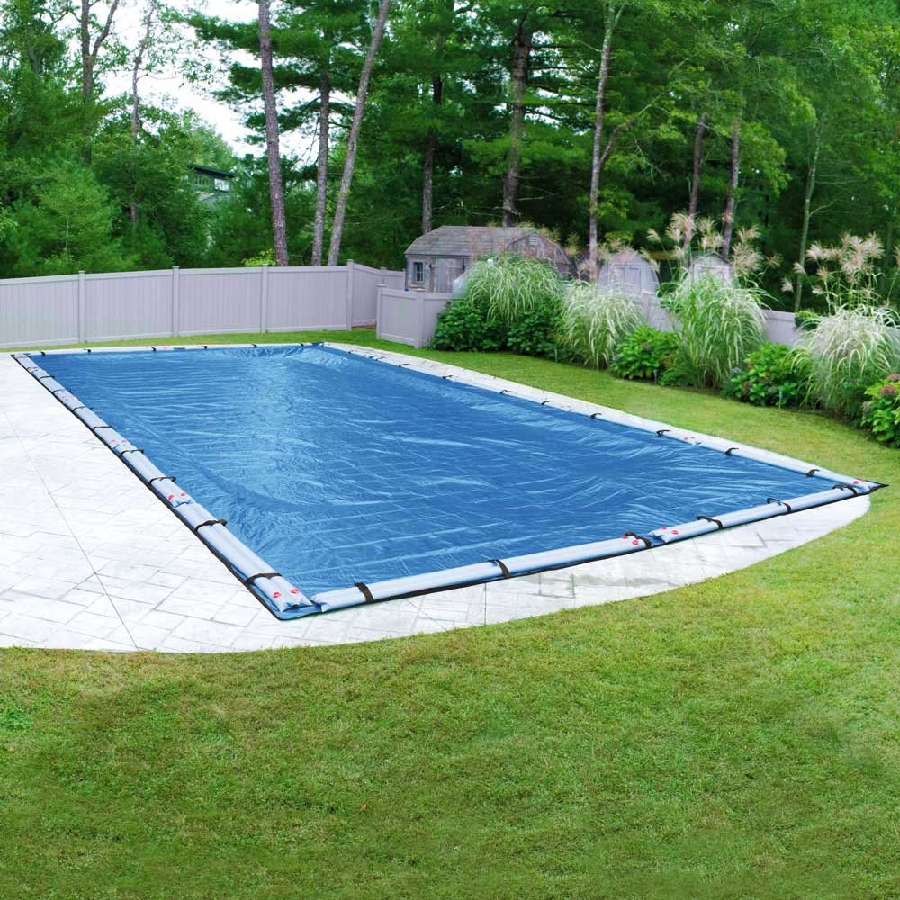Robelle 541624R-ROB Blue Mesh Winter Pool Cover for In-Ground Swimming Pools 16x24 ft - Heavy Duty Protection from Leaves & Debris - Perfect for Winterizing Backyard Pools