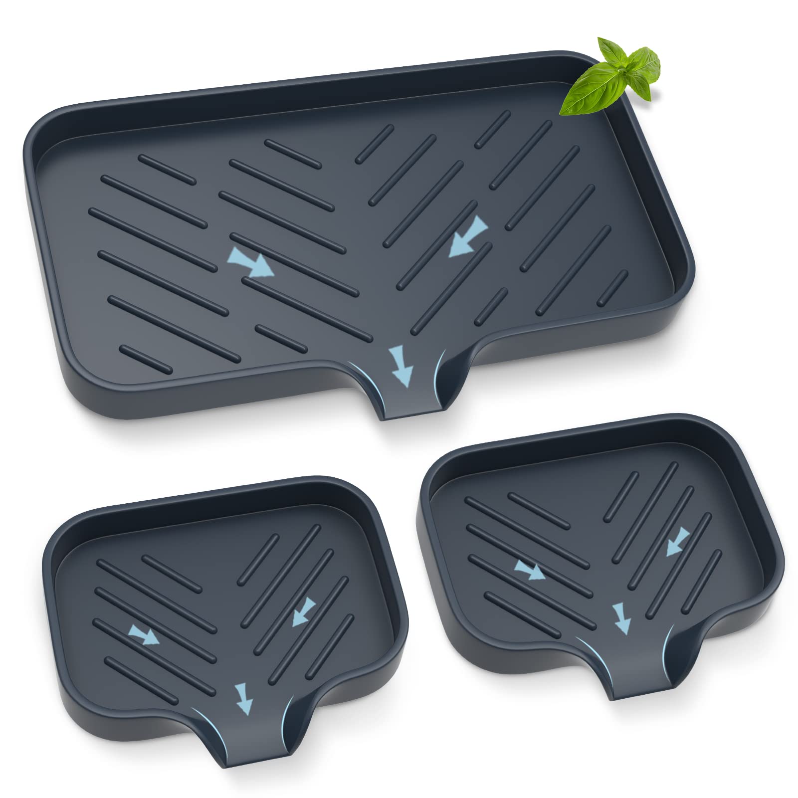 Premium Silicone Soap Tray with Self-Draining Design - Kitchen Sink Sponge Holder & Bathroom Soap Organizer - Perfect for Dish Soap Bottles, Sponges and Dispensers - Ideal for Kitchen Counter, Sink Edge and Bathroom Organization