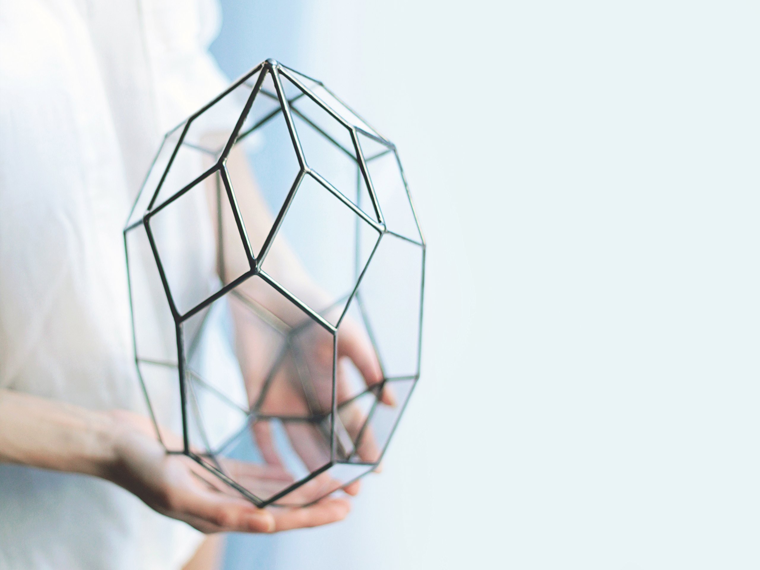 Modern Geometric Glass Orchid Planter - Large Terrarium Container for Home Decor, Wedding Table Centerpiece, Housewarming & Anniversary Gift (Copper, Silver, Black) | Perfect for Indoor Plants, Succulents & Floral Arrangements