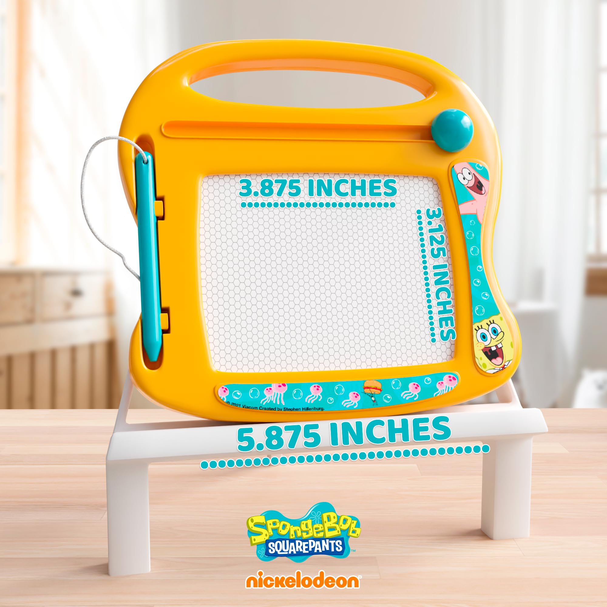 Spongebob Squarepants Magnetic Drawing Board for Kids - Reusable Erasable Doodle Pad, Magic Sketch Toy with Stylus - Perfect Travel Activity for Toddlers & Preschoolers - Fun Creative Gift for Home, Car & Airplane Trips (Orange)
