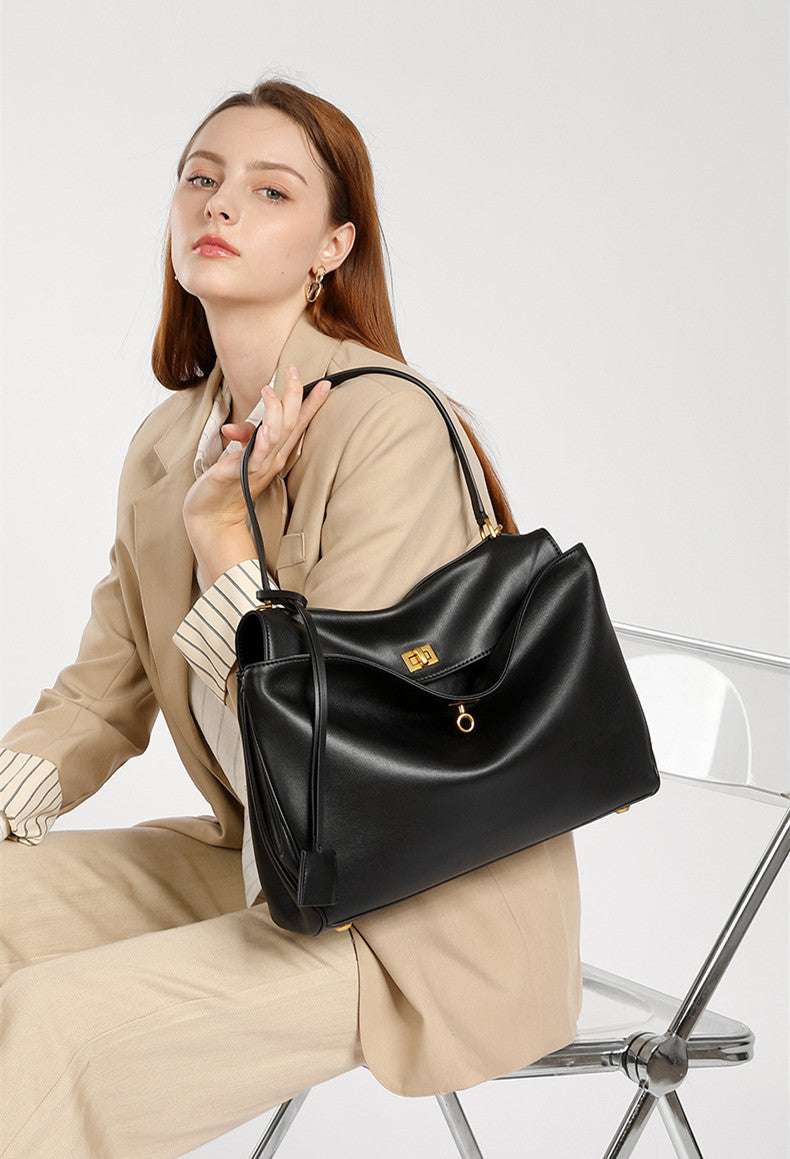 Premium Genuine Leather Large Shoulder Bag for Women - Stylish & Spacious Crossbody Tote - Perfect for Work, Travel & Everyday Use