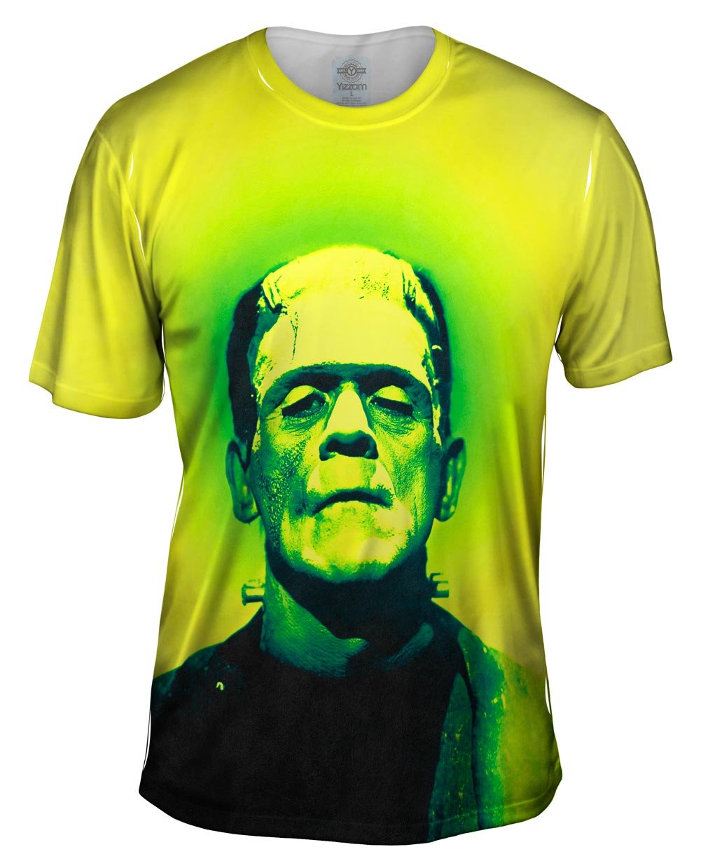 Yizzam Pop Art Frankenstein Monster Yellow & Green Tagless Men's T-Shirt - Halloween Costume, Cosplay, Horror Movie Fan Gift