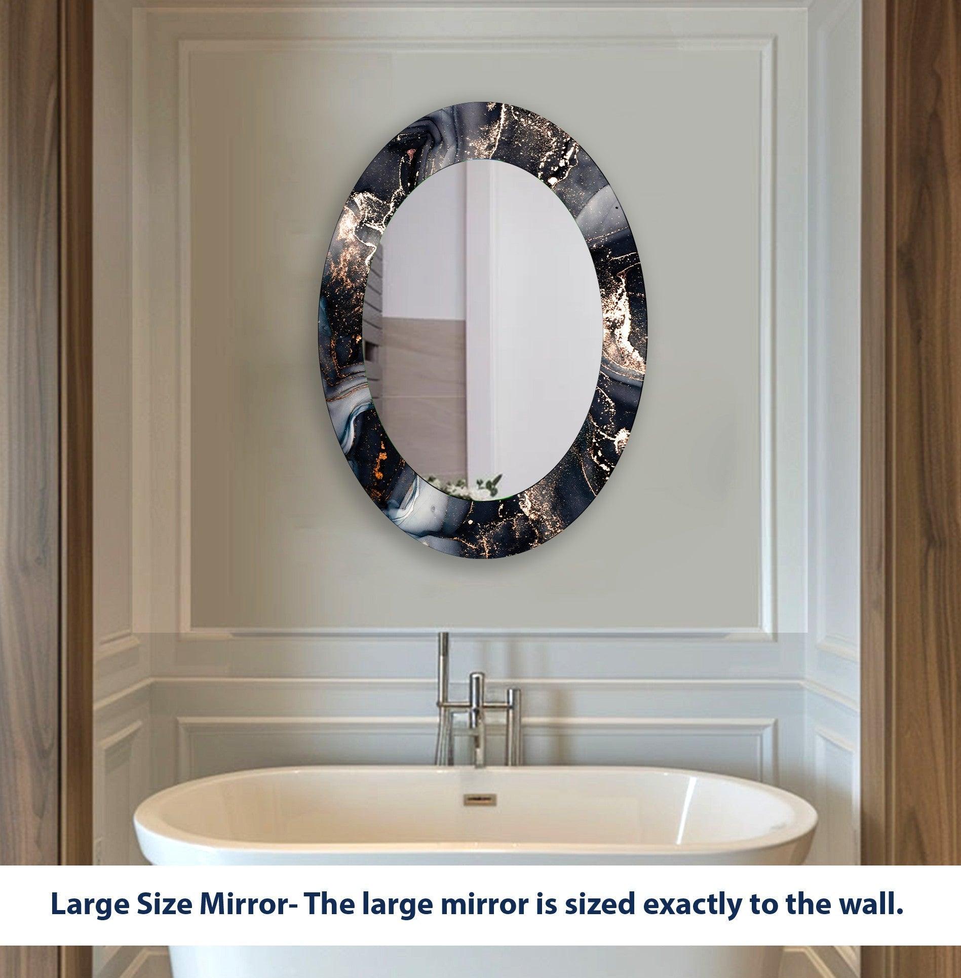 Stylish Asymmetrical Black Entryway Oval Wall Mirror - Modern Home Decor for Hallway, Living Room & Bedroom