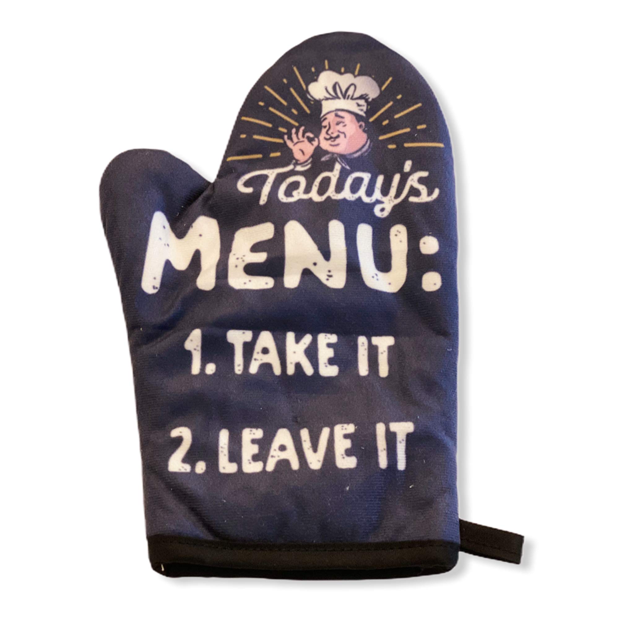 Funny Chef Cooking Graphic Apron - Today's Menu Take It Or Leave It - Perfect for Kitchen, BBQ Parties & Gifts for Food Lovers