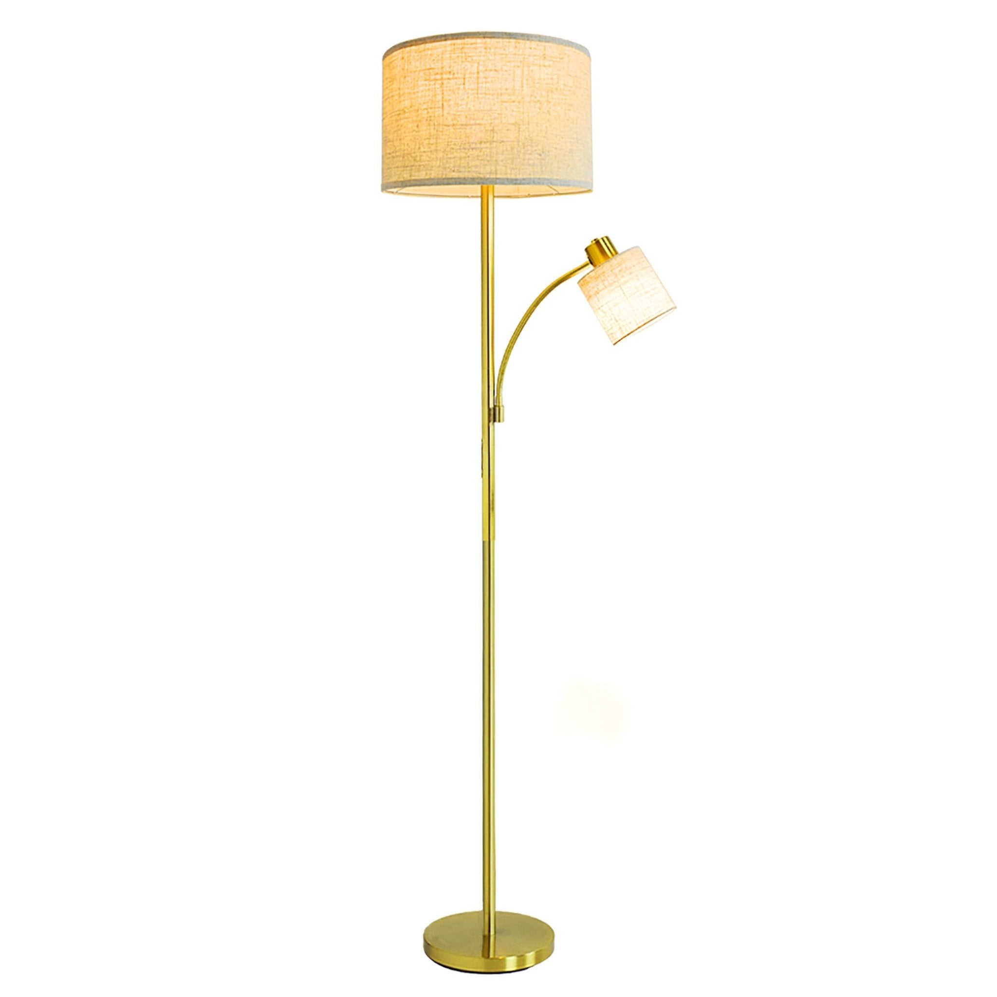 Vintage Rustic Floor Lamp - Adjustable Reading Light with Fabric Shade for Living Room, Bedroom & Study | Modern Tall Pole Standing Light with Included Bulbs | Perfect for Mid-Century Contemporary Home Decor & Cozy Reading Nook
