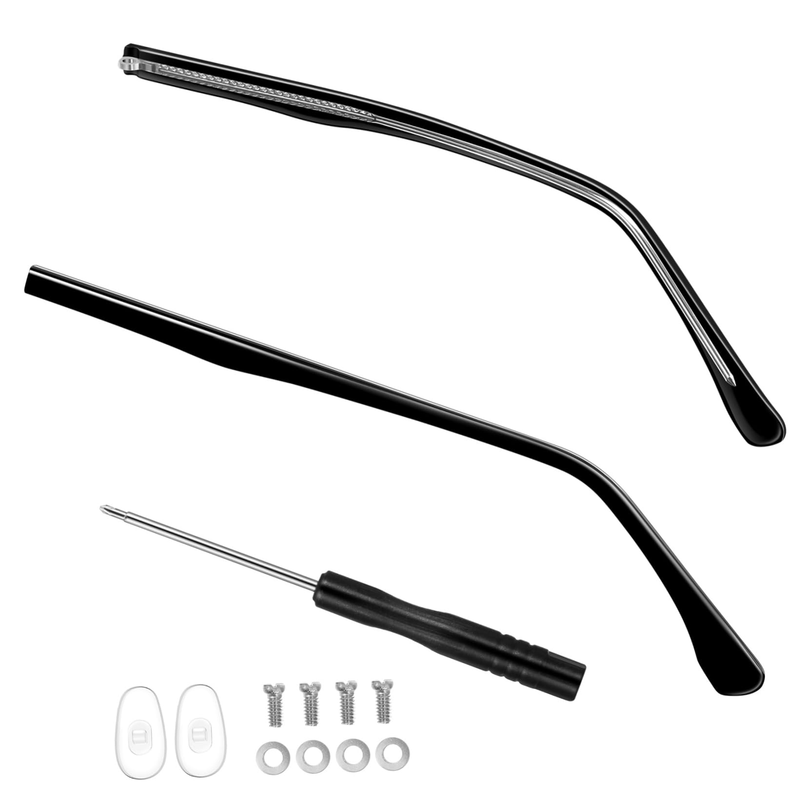 Healeved 1 Pair Glasses Temple Repair Kit - Metal Frame Replacement Tips for Sunglasses & Eyeglasses Arm Ends - Fix Loose or Broken Temple Tips for Comfortable Wear (Home, Office, Travel)