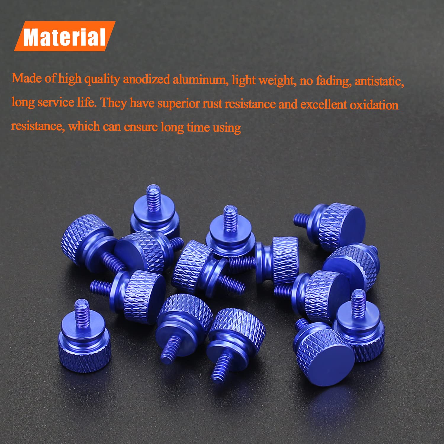 10-Pack 6-32 Thread Blue Anodized Aluminum Thumb Screws for Computer Case, Cover, Power Supply & Hard Drives - Easy Installation & Secure Fastening for PC Builds & Upgrades