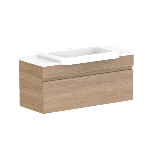 ADP Glacier Pro Semi Recessed Bathroom Vanity Set with Solid Surface Top - 24 Inch Modern Slim Cabinet for Small Spaces, Perfect for Powder Rooms and Guest Bathrooms
