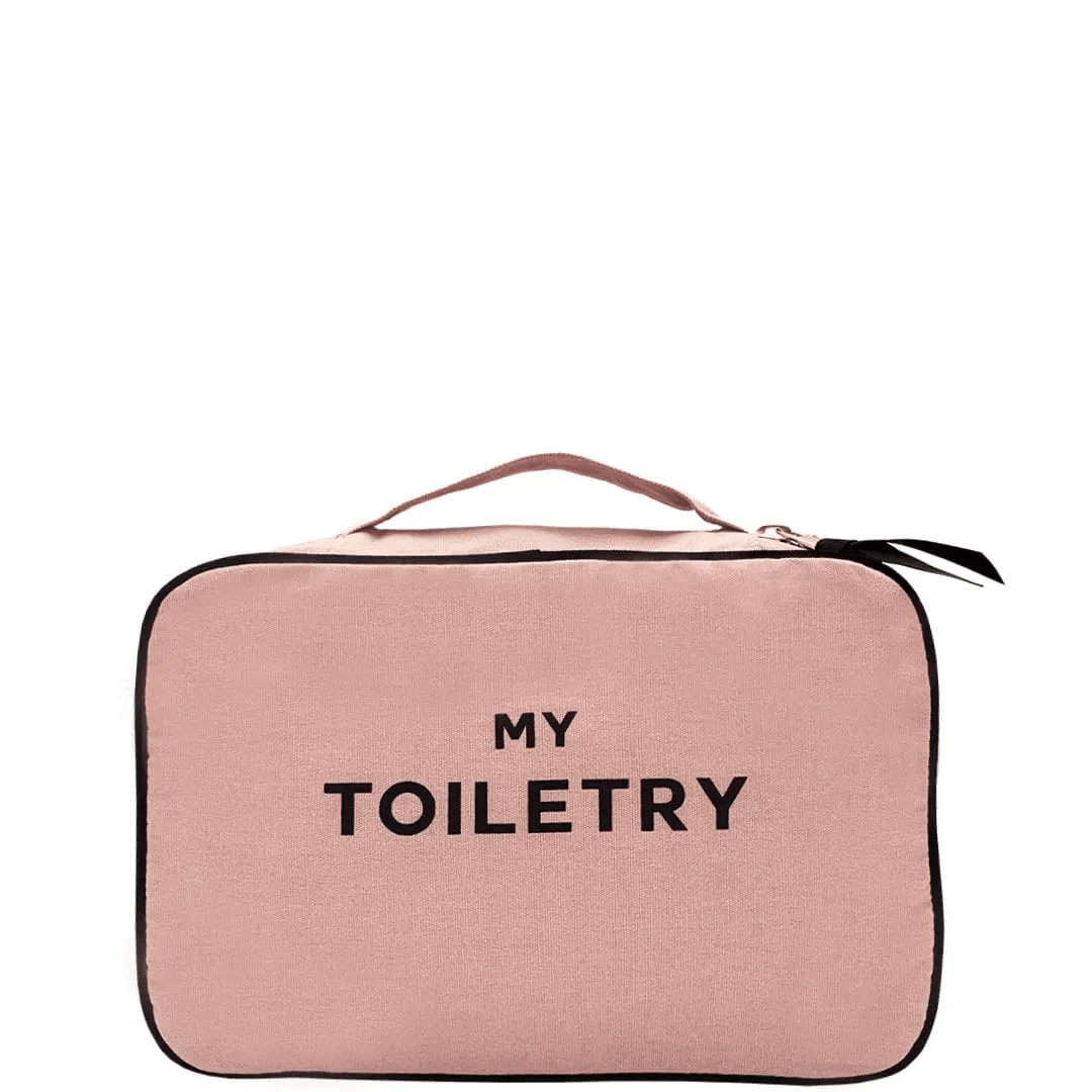 Pink Blush Folding Hanging Toiletry Bag for Travel - Waterproof Cosmetic Organizer with Hooks for Bathroom, Gym, and Camping Essentials