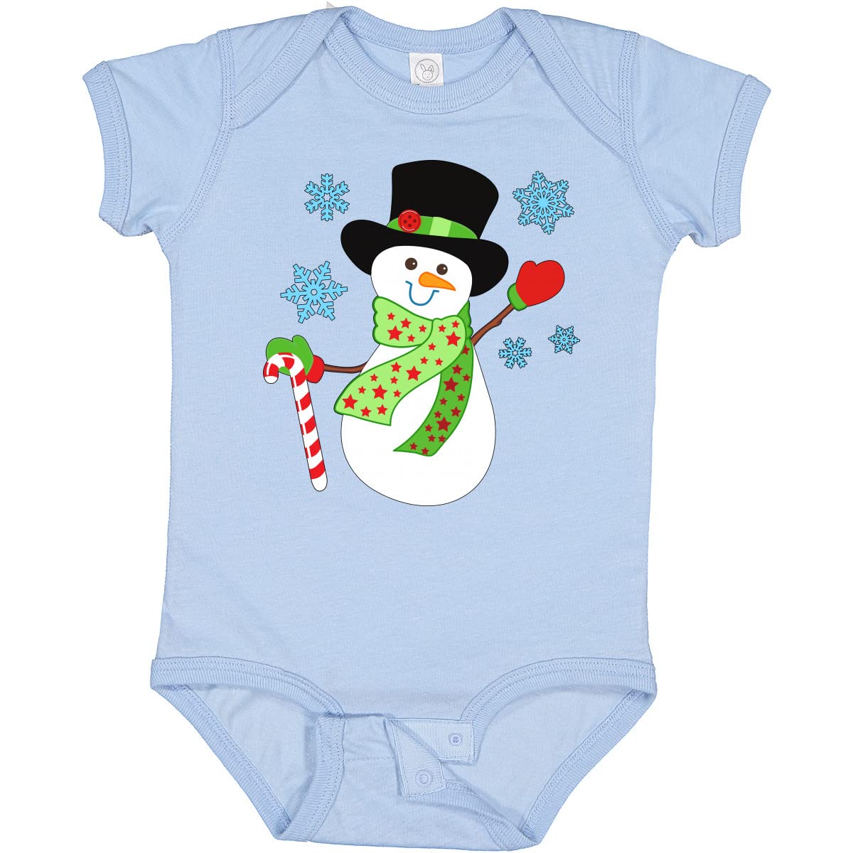 Inktastic Christmas Snowman in Top Hat with Candy Cane Baby Bodysuit - Cute Holiday Outfit for Infants & Toddlers - Perfect for Christmas Photos, Family Gatherings & Festive Celebrations