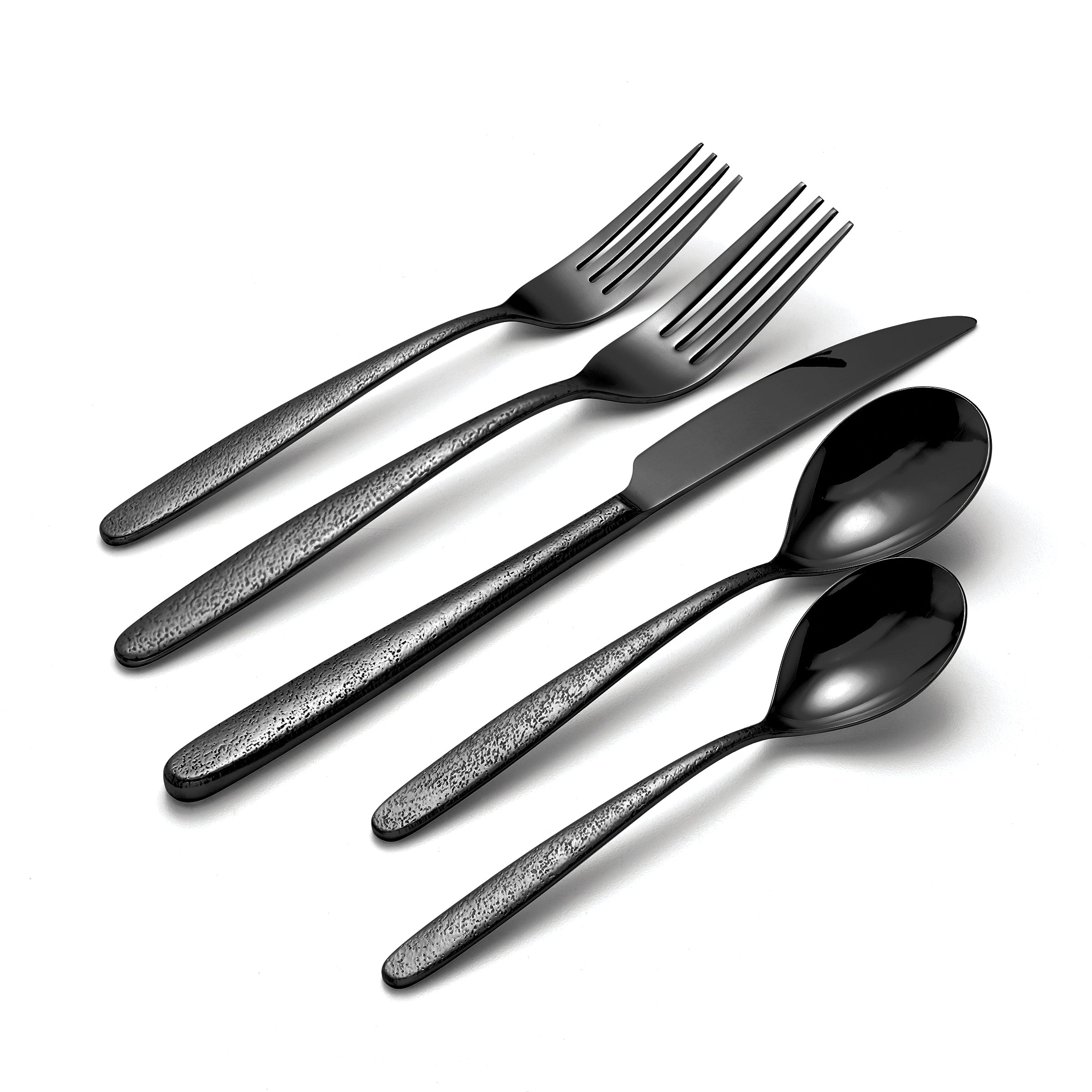 Premium Storm Black 20-Piece Flatware Set - Stainless Steel Silverware for 4 - Elegant Dinnerware Set for Restaurants, Weddings & Everyday Dining