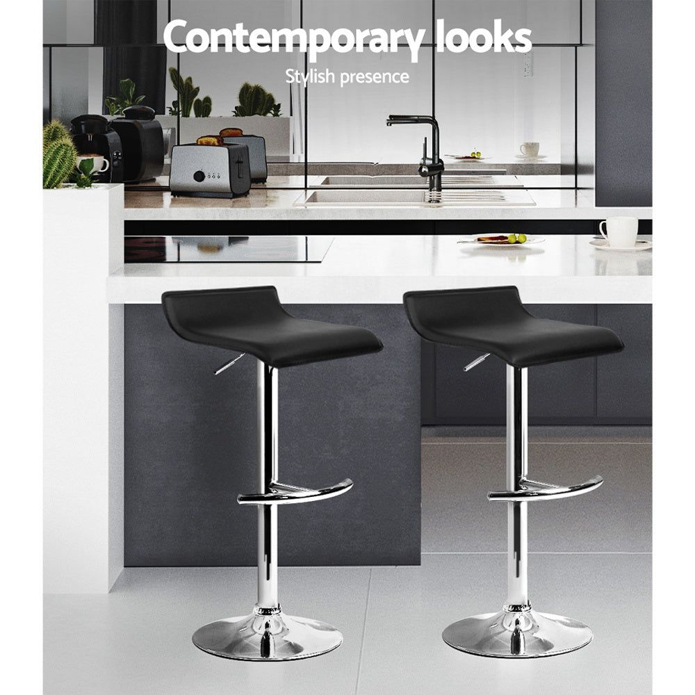 Adjustable Height 4-Piece Bar Stool Set with Gas Lift Mechanism - Black Counter Stools for Kitchen Island, Dining Room & Home Bar