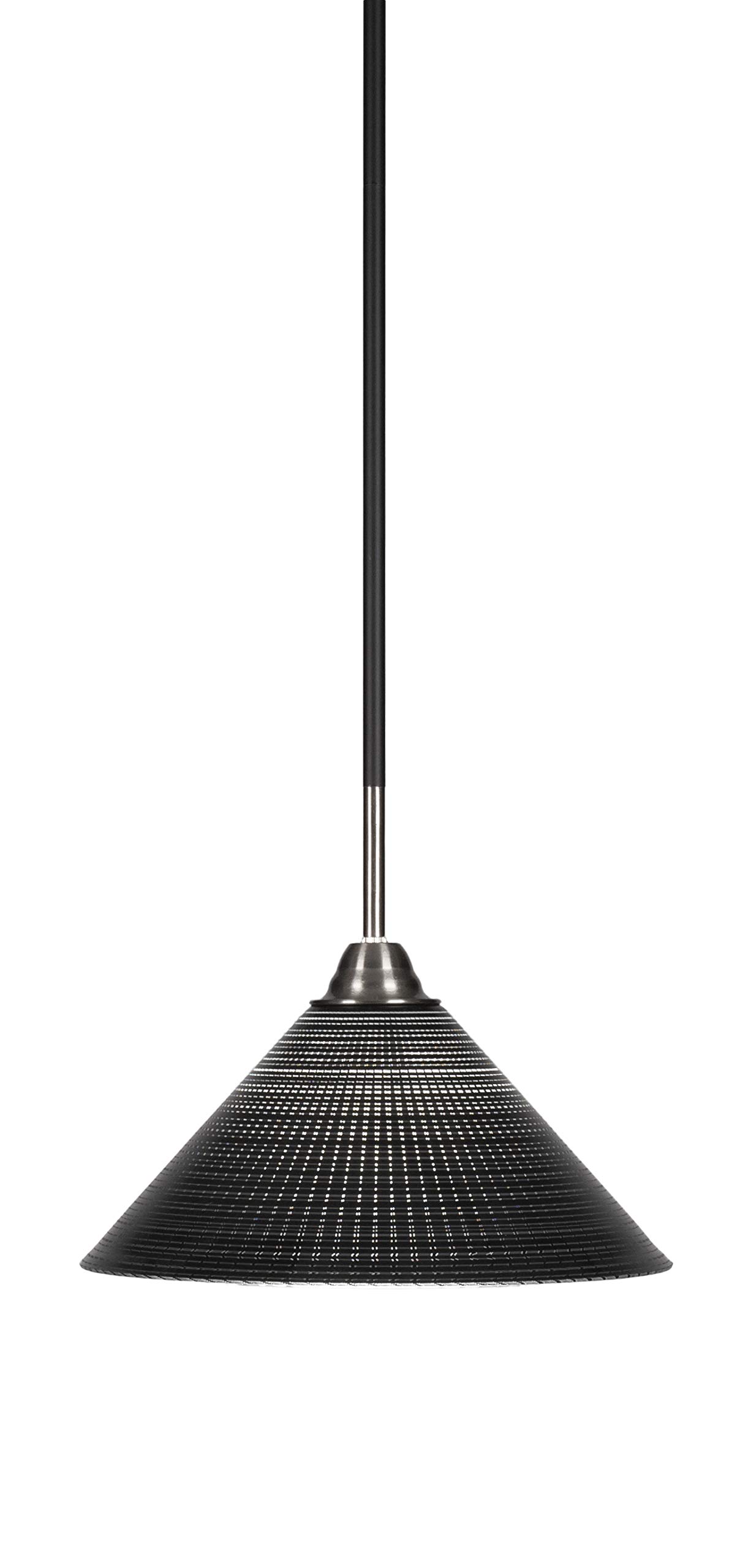 Toltec Lighting Paramount 1-Light Matte Black & Brushed Nickel Pendant Light Fixture - Modern Industrial Ceiling Light for Kitchen, Dining Room, Bar, and Entryway (3401-MBBN-4009)
