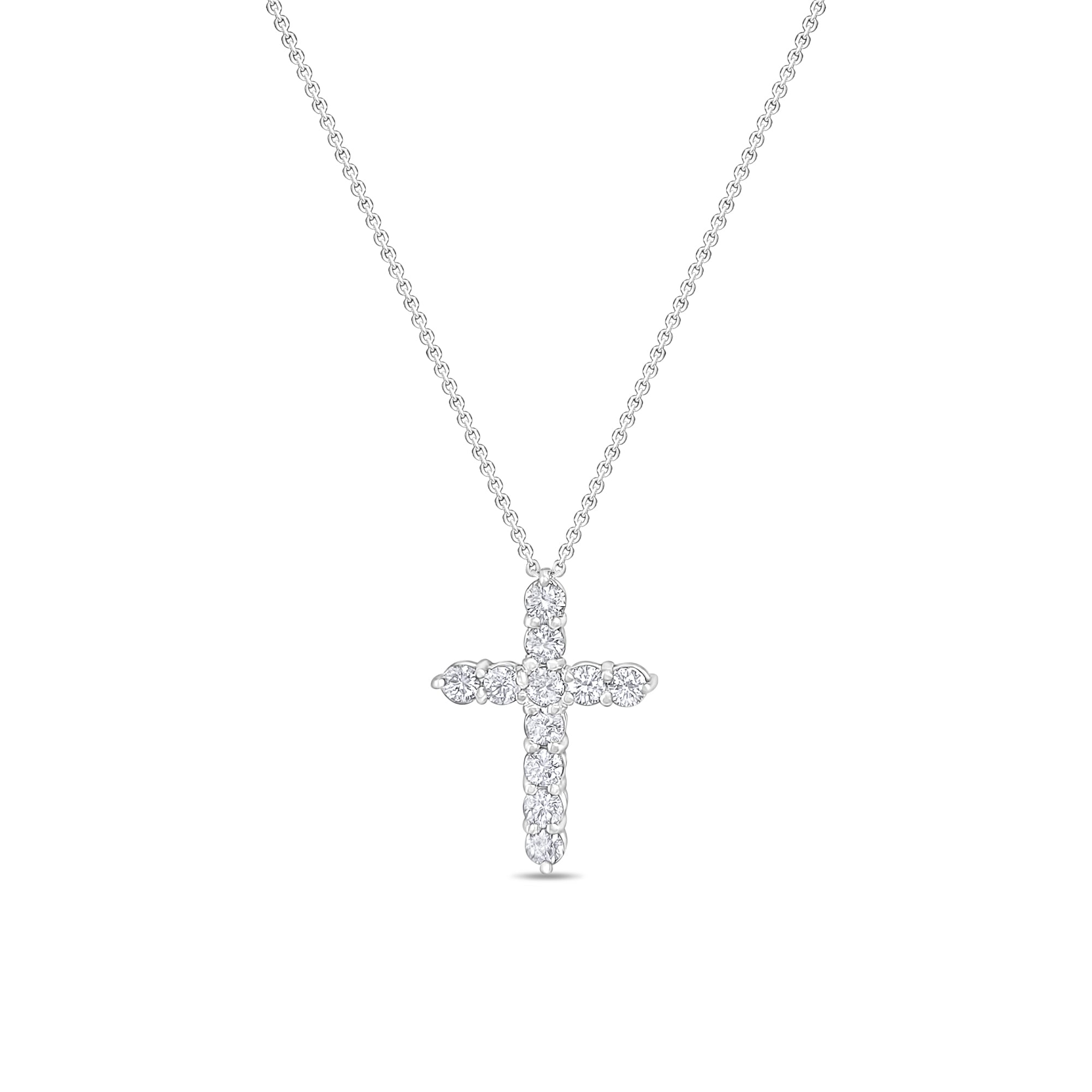 1 Carat Diamond Cross Pendant Necklace in 14K White Gold - Elegant Religious Jewelry Gift for Women, Perfect for Baptism, Confirmation & Everyday Wear