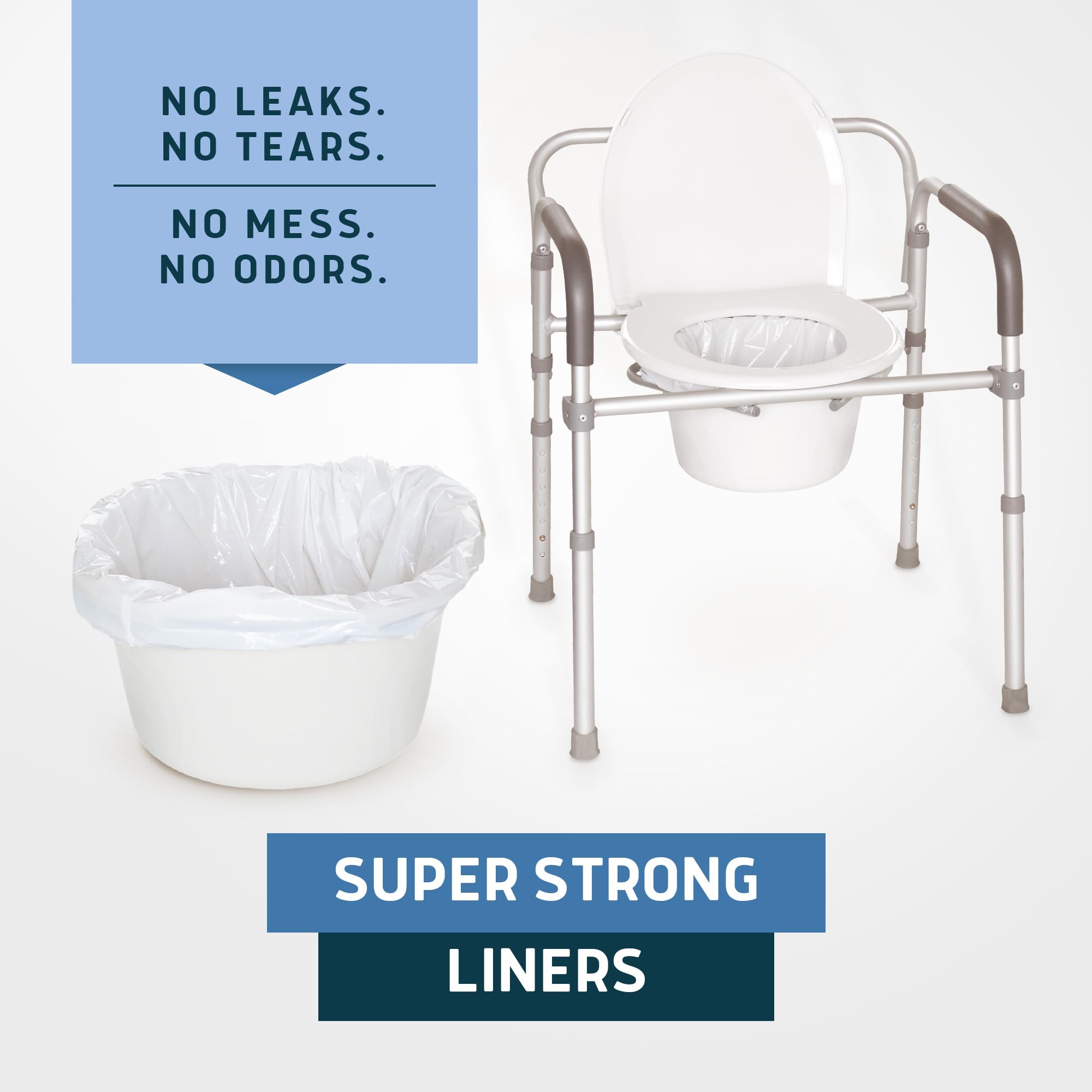 Lunderg Commode Liners - Value Pack 250 Count, Universal Fit Disposable Toilet Bags for Adult Commode Chair, Portable Toilet & Camping - Medical Grade, Odor Control - Ideal for Home Care, Travel & Outdoor Use