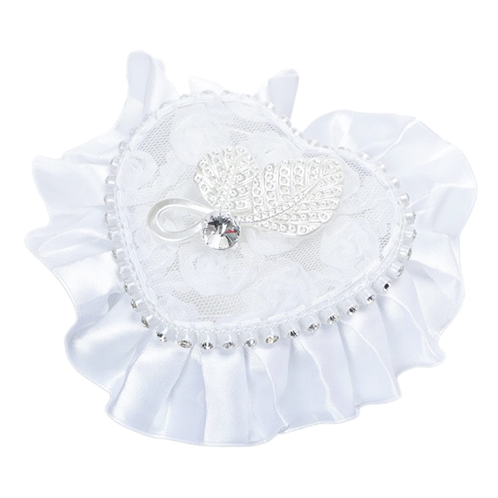 Heart Shaped Ring Holder - White Lace Crystal Wedding Ring Pillow Box for Proposal, Engagement & Wedding Ceremonies | Elegant Jewelry Display Case for Bridal Accessories & Gift Giving
