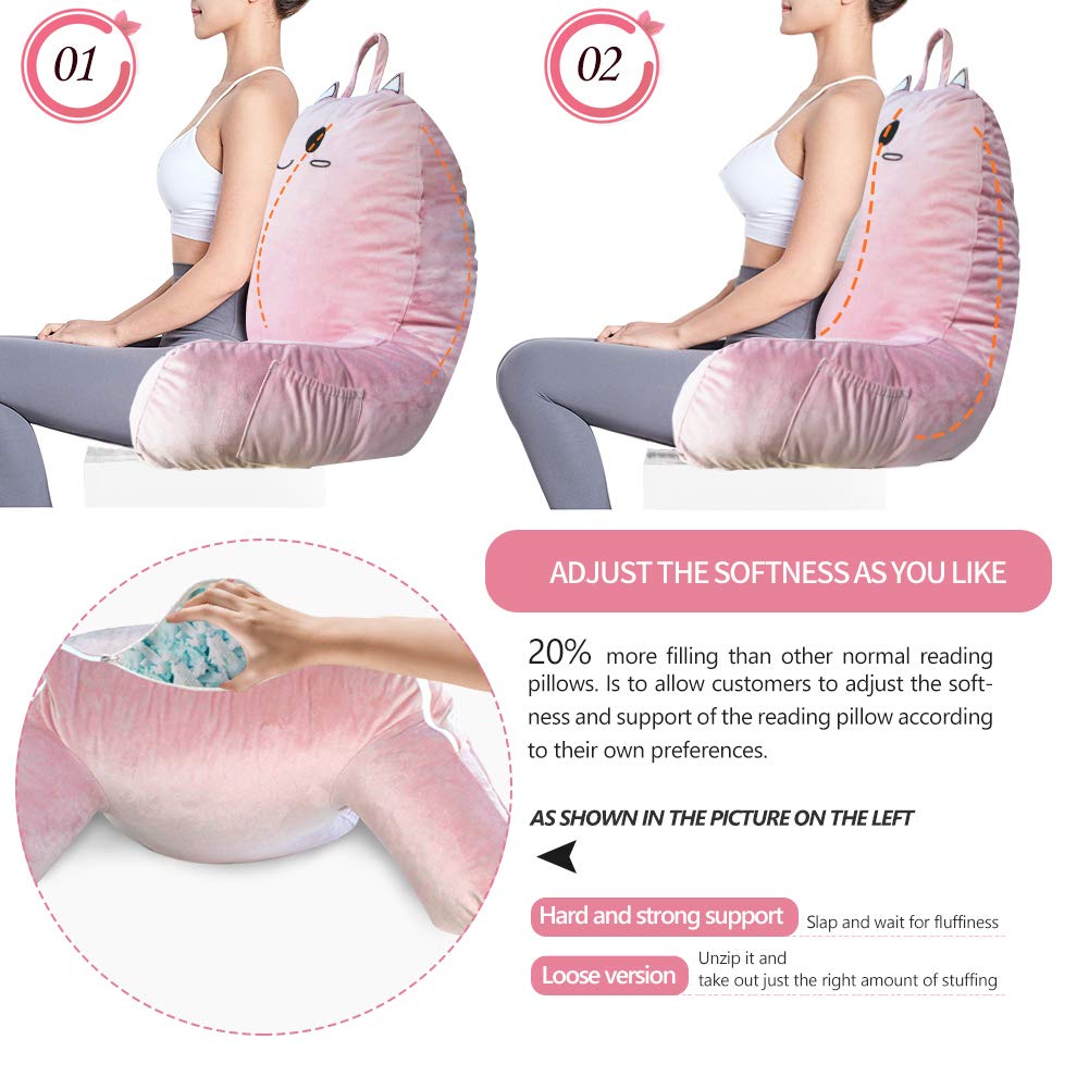 SUNSIDE Reading Pillow for Adults - Shredded Memory Foam Bed Rest Pillow with Arms, Cat Design Back Support for Sitting in Bed, Reading, Watching TV, Gaming - Perfect for Relaxation & Comfort in Bedroom or Living Room