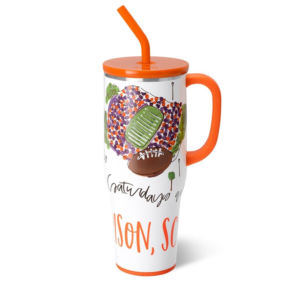 Clemson Tigers Mega Mug 40oz - Insulated Stainless Steel Travel Tumbler for Coffee, Tea & Cold Drinks - Perfect for Game Days, Tailgating & Office Use