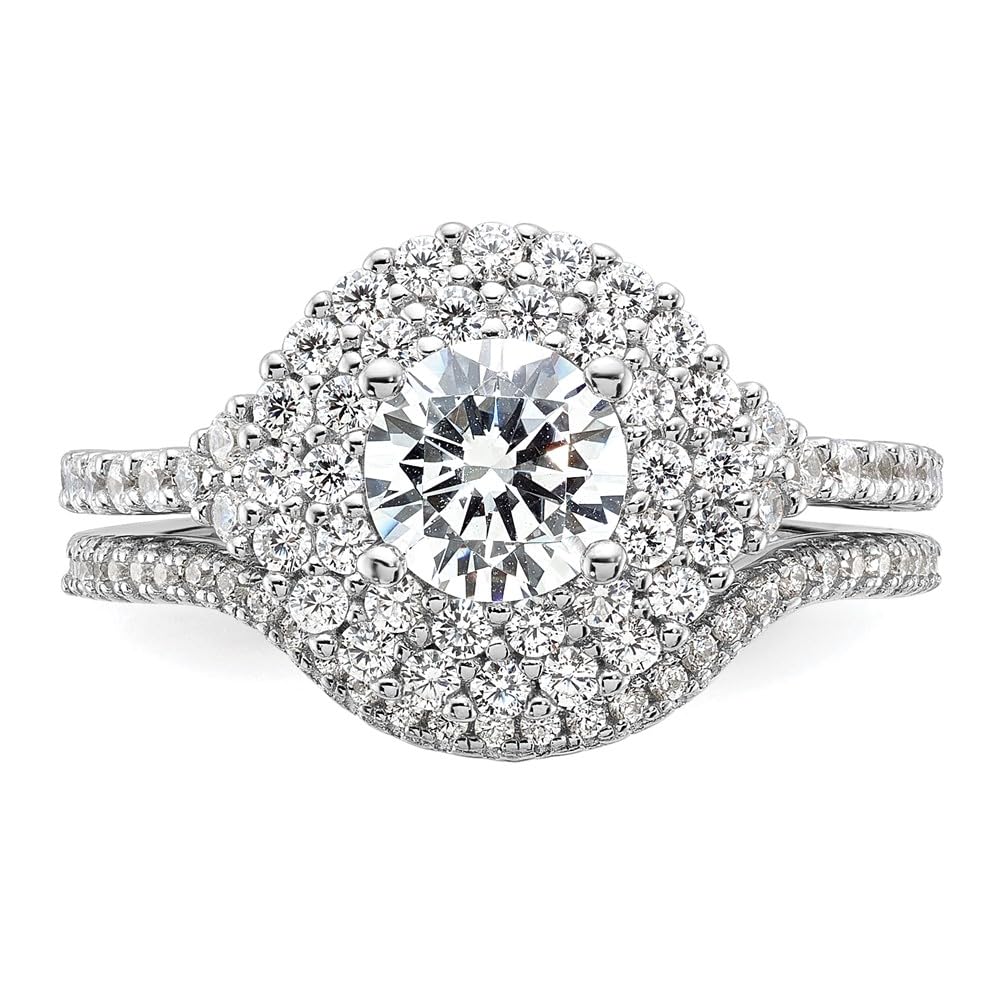 925 Sterling Silver Cubic Zirconia Bridal Ring Set - 2-Piece Wedding & Engagement Ring for Women, Sparkling Ember Design, Fine Jewelry Gift for Her - Perfect for Proposals, Anniversaries & Special Occasions