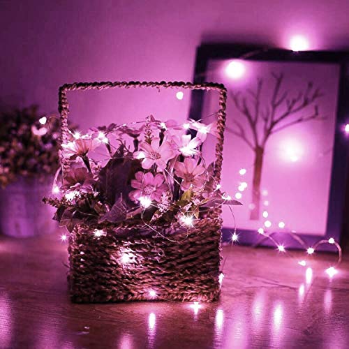 24 Pack Fairy Lights Battery Operated - 6.6ft 20 LED Mini String Lights with Silver Wire, Starry Twinkle Lights for DIY, Wedding, Party, Festival, Halloween & Christmas Decorations (Pink) | Perfect for Bedroom, Garden, Patio and Holiday Lighting