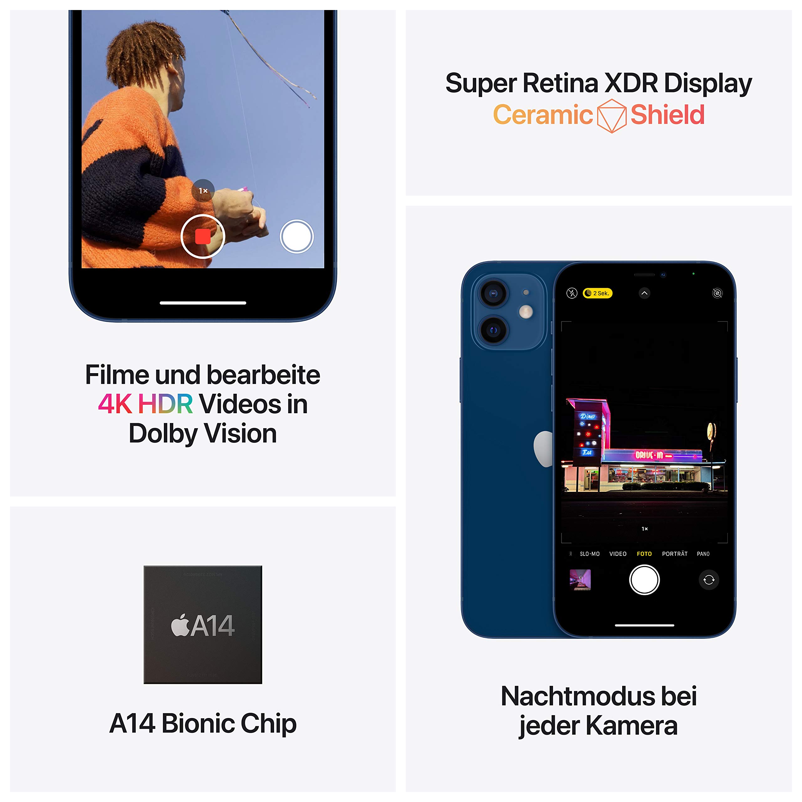 Apple iPhone 12 64GB Unlocked Smartphone - Refurbished Blue | Fast Charging, Face ID, 5G Ready | Perfect for Work, Travel & Daily Use