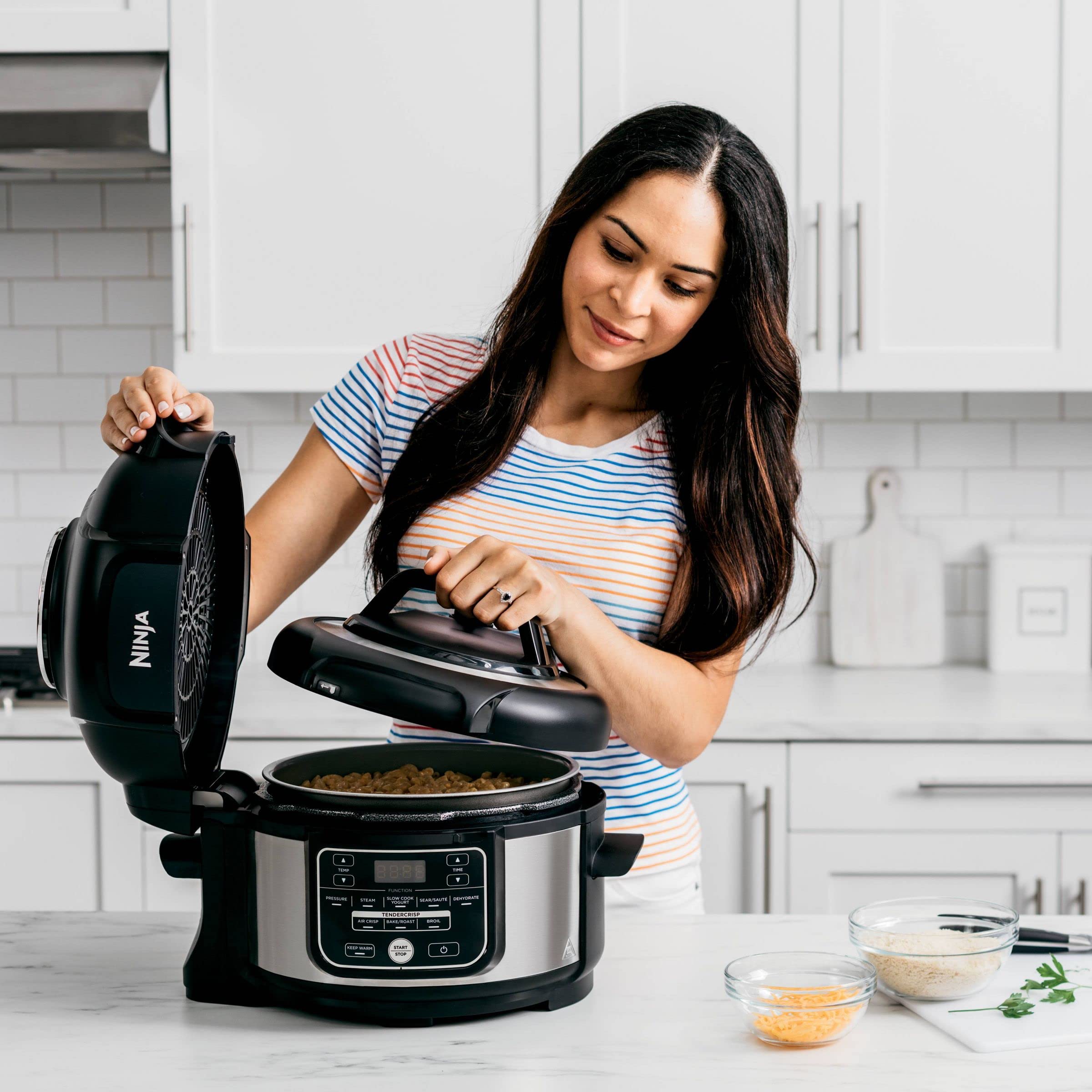 Ninja Foodi FD101 10-in-1 5-Quart Digital Pressure Cooker & Air Fryer Combo | Stainless Steel | Renewed | Perfect for Quick Meals, Healthy Frying & Family Cooking