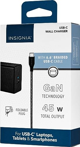Insignia 45W USB-C Wall Charger & Fast Charging Cable Kit - Fast Charge for iPhone 15, Samsung Galaxy, iPad, MacBook & More | Home, Office, Travel Use