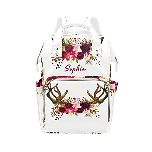 Custom Personalized Watercolor Floral Diaper Backpack - Adjustable Shoulder Tote Bag for Nursing Moms, Baby Essentials & Travel | Perfect Baby Shower Gift & Everyday Use