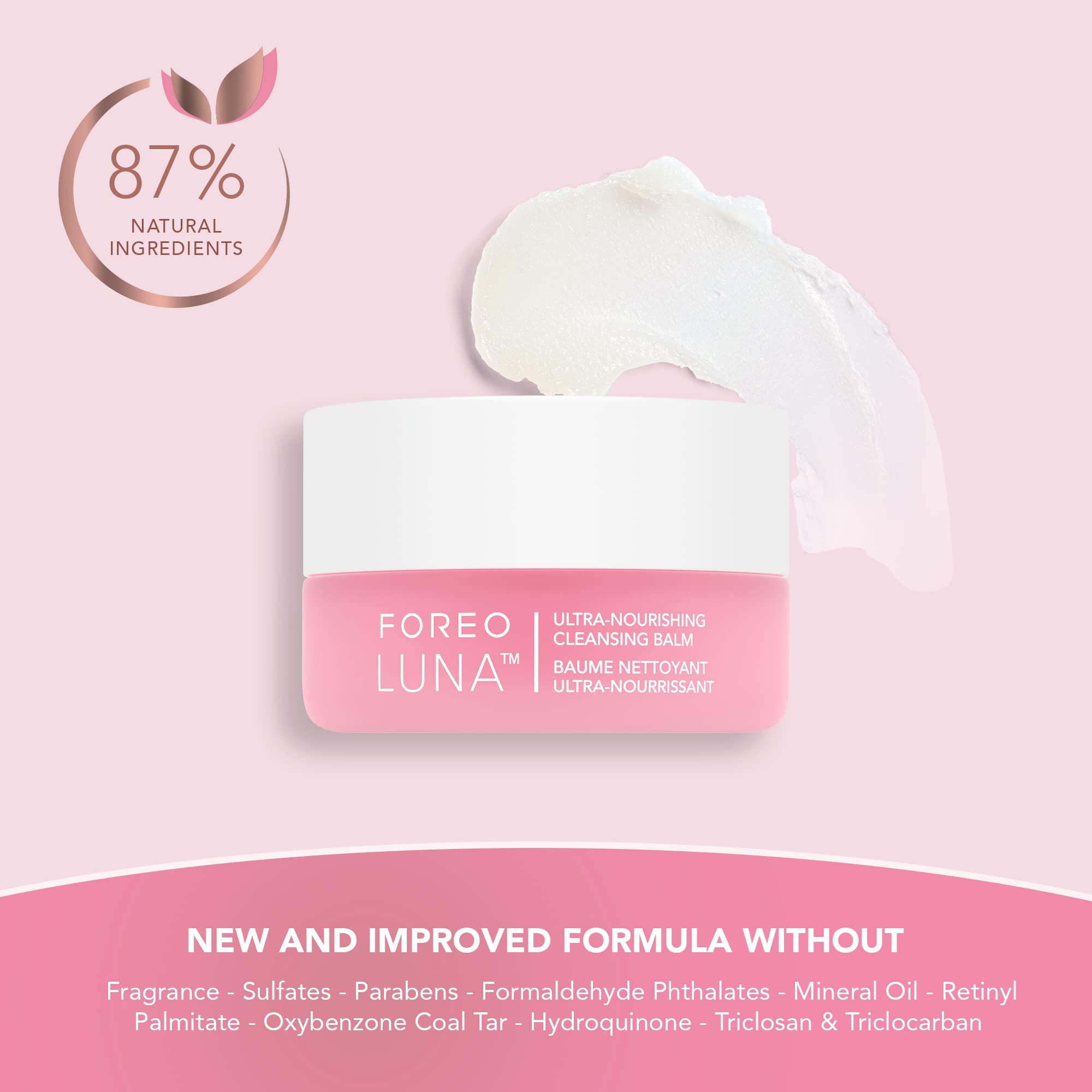 FOREO LUNA Nourishing Cleansing Balm - Gentle Waterproof Makeup Remover & Oil Cleanser for Face & Eyes | Vegan, Cruelty-Free, Fragrance-Free | Eco-Friendly Skincare | Perfect for Travel & Sensitive Skin - 2.5 oz