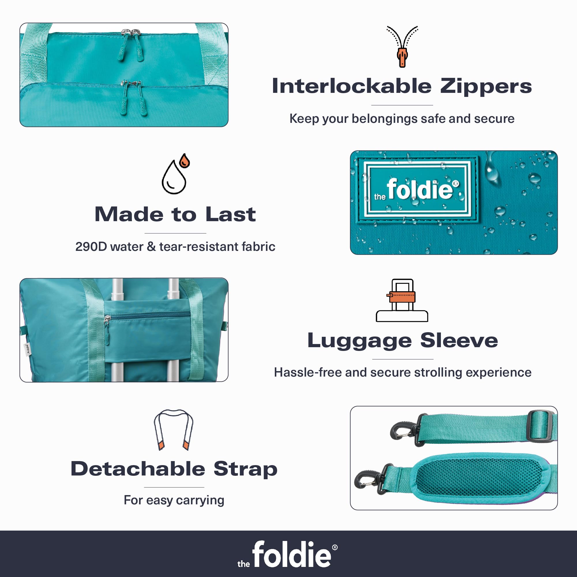 The Foldie® Foldable Travel Tote Bag for Women - Lightweight Weekender Bag with Pockets, Perfect for Gym, Beach & Airplane Carry-On | Durable & Stylish Travel Accessory