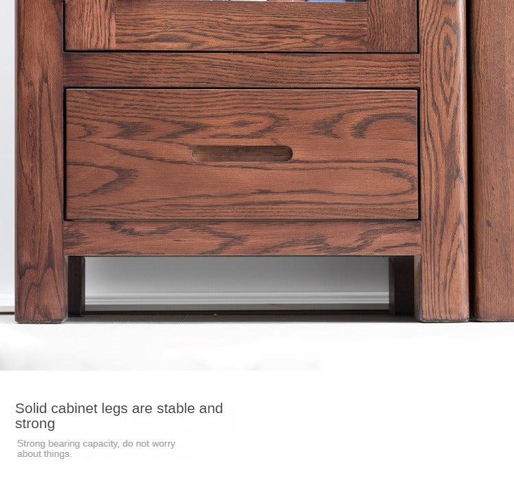 Oak Solid Wood Nordic Bookcase with Glass Door - Modern Bookshelf for Living Room, Office & Study - Perfect for Home Decor & Storage